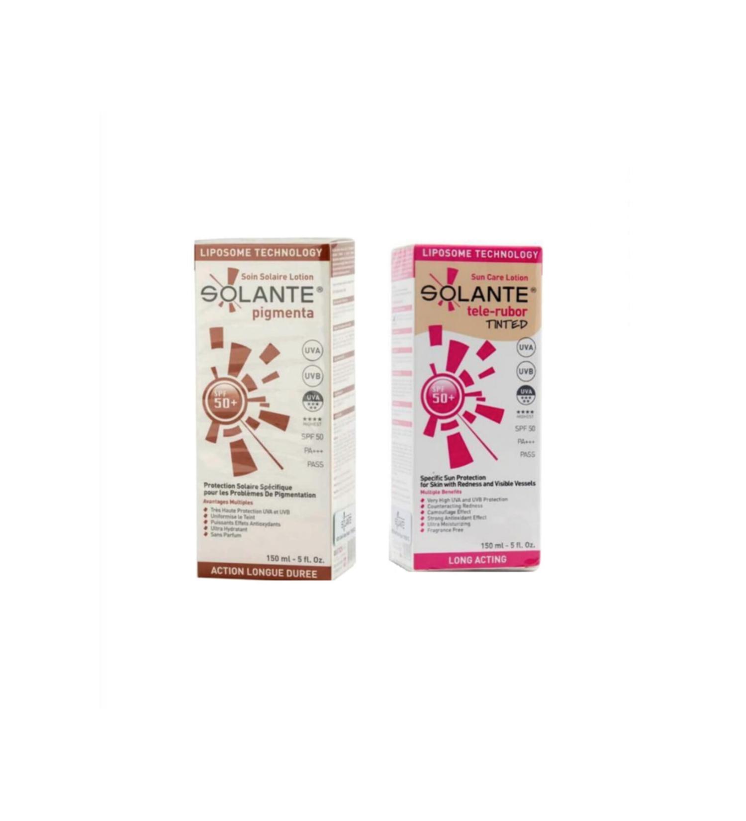 Solante Anti-Redness Spf 50+ Tinted Sun Lotion 150 Ml+Anti-Stain Pigmenta Spf 50+ Lotion 150 Ml