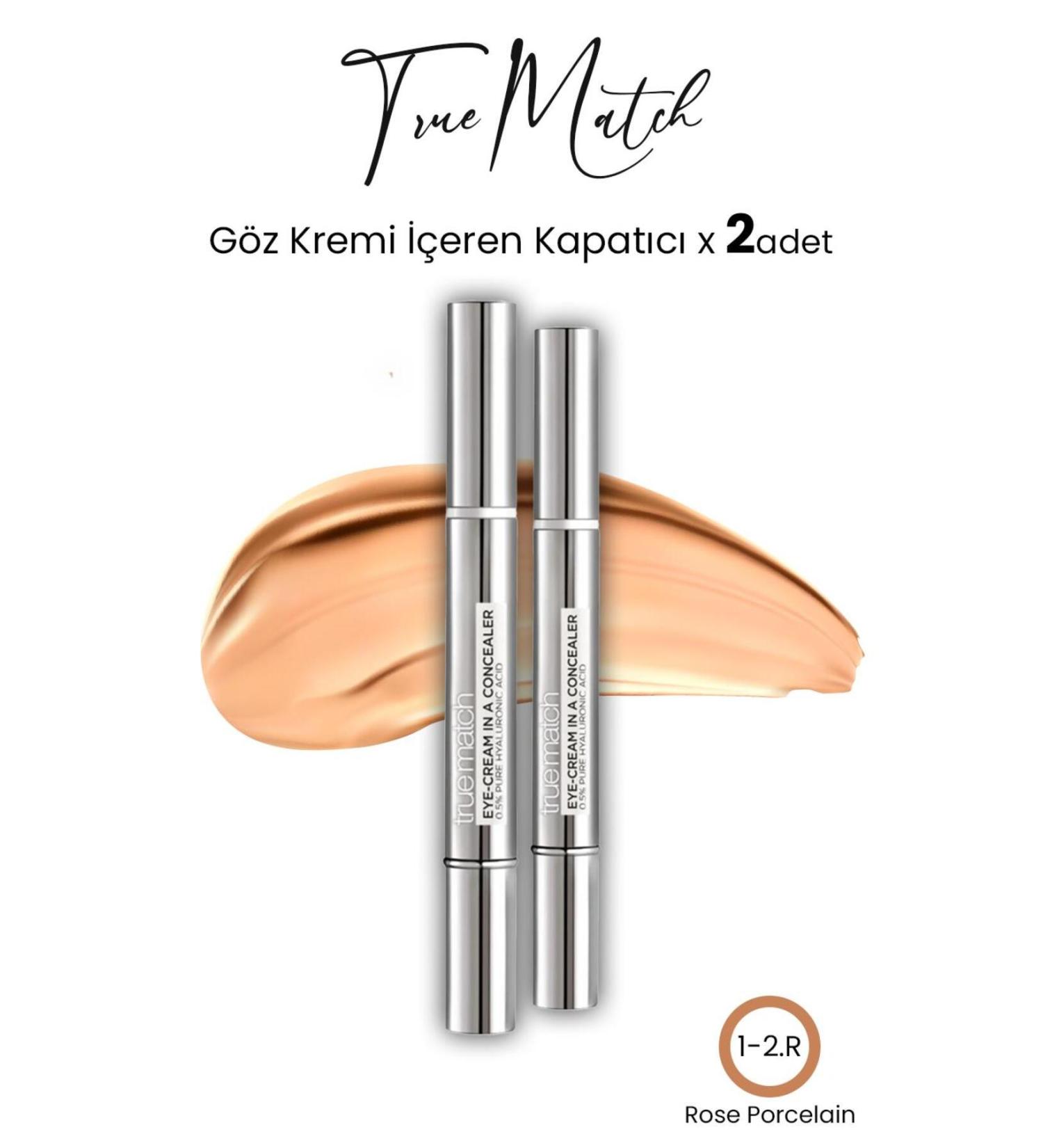 L'Oreal Paris True Match Concealer with Eye Cream Rose Porcelain 1-2.r X 2 Pieces