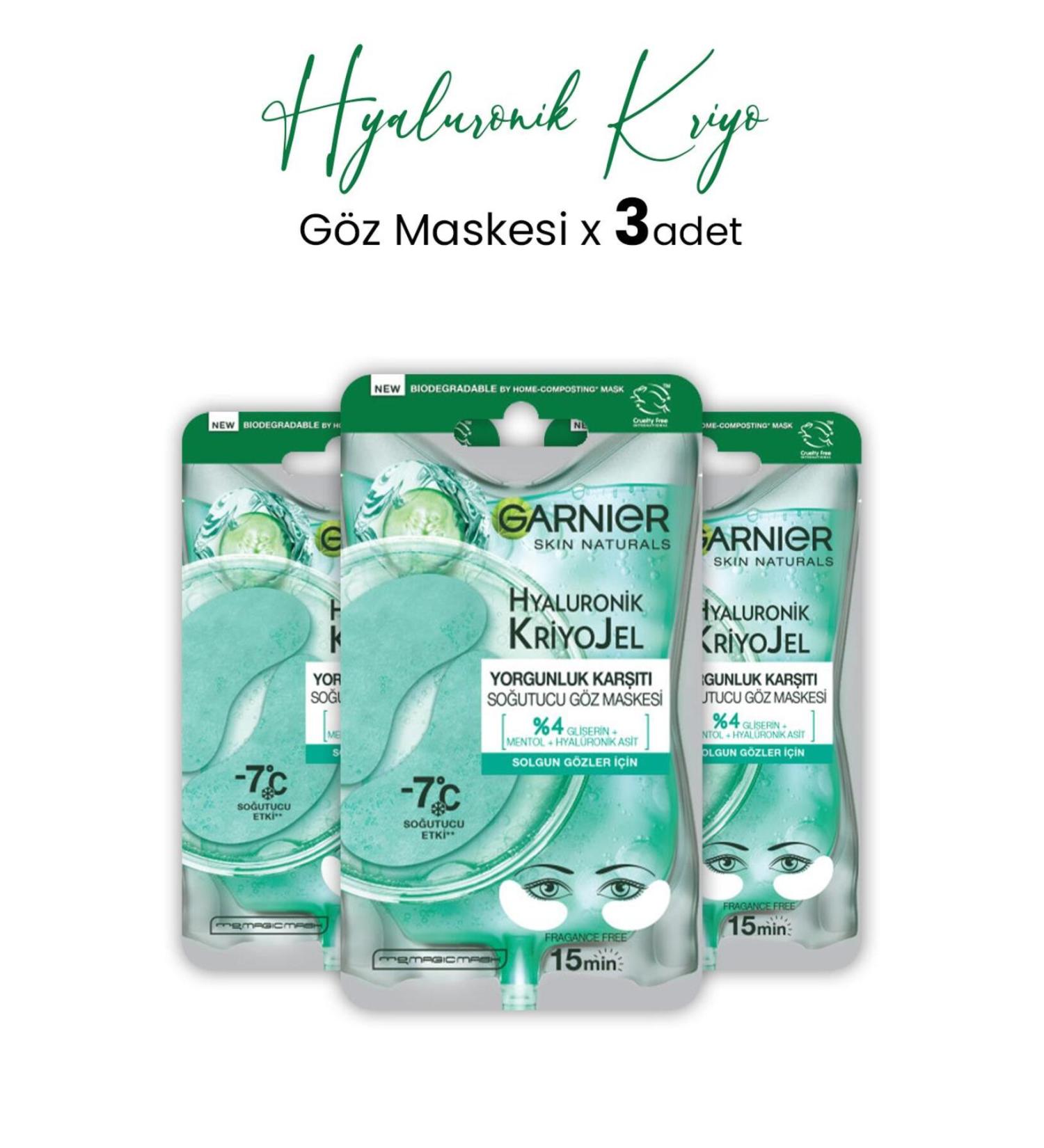 Garnier Cooling Eye Mask Hyaluronic Cryo Gel 5 gr X 3 Pcs
