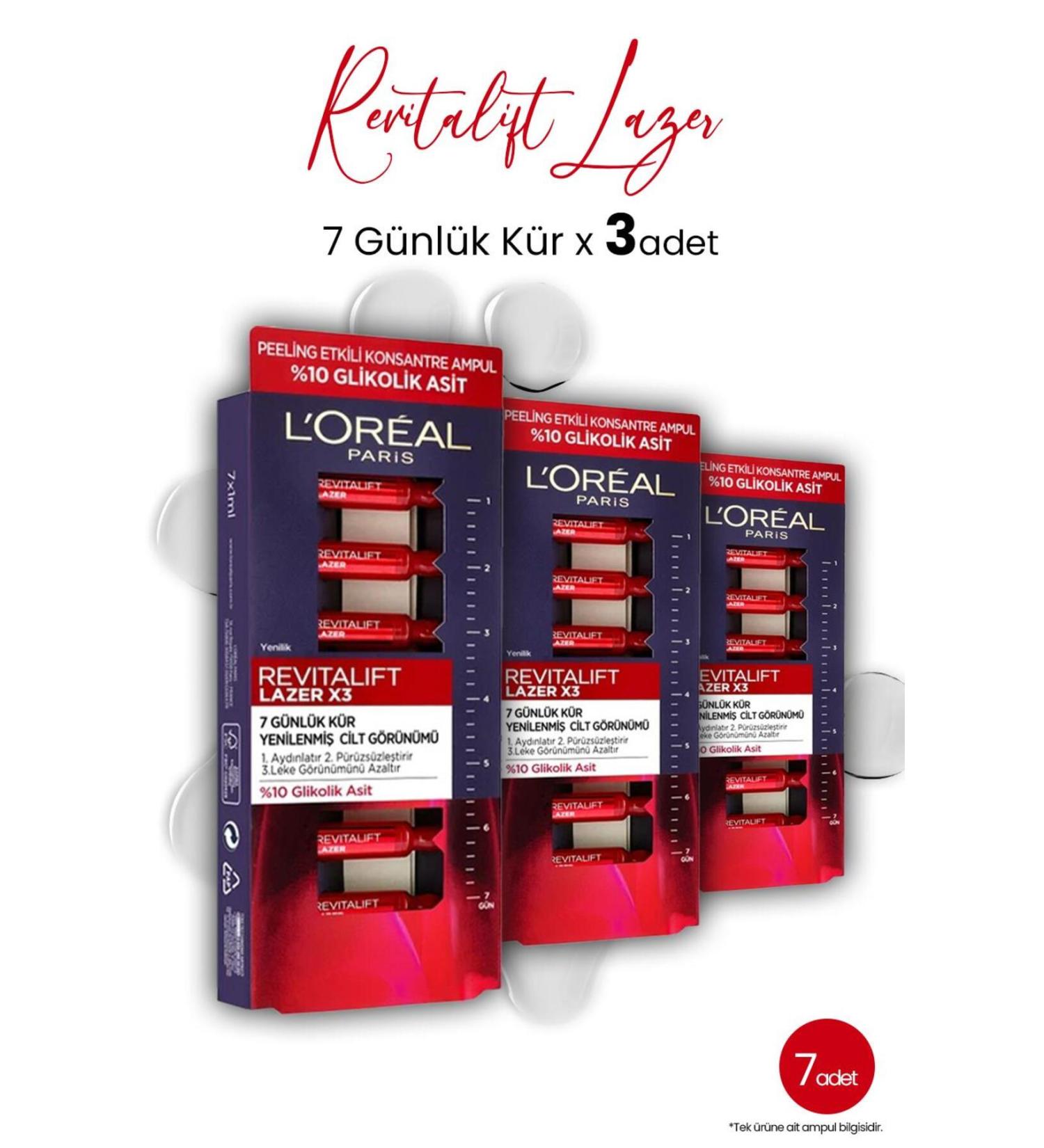 L'Oreal Paris Revitalift Laser X3 Peeling Effective 7 Day Ampoule Cure X 3 Pieces