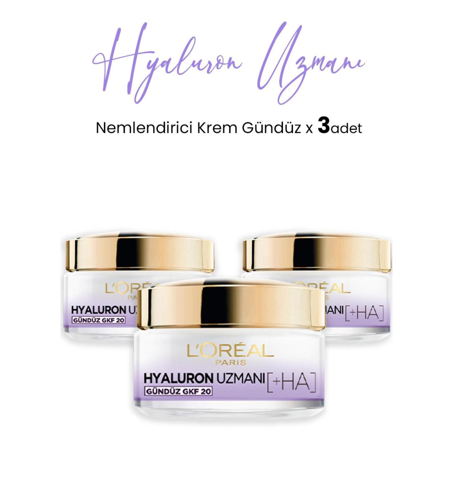 L'Oreal Paris Hyaluron Expert Moisturizing Cream Day Gkf20 50 ml X 3 Pcs