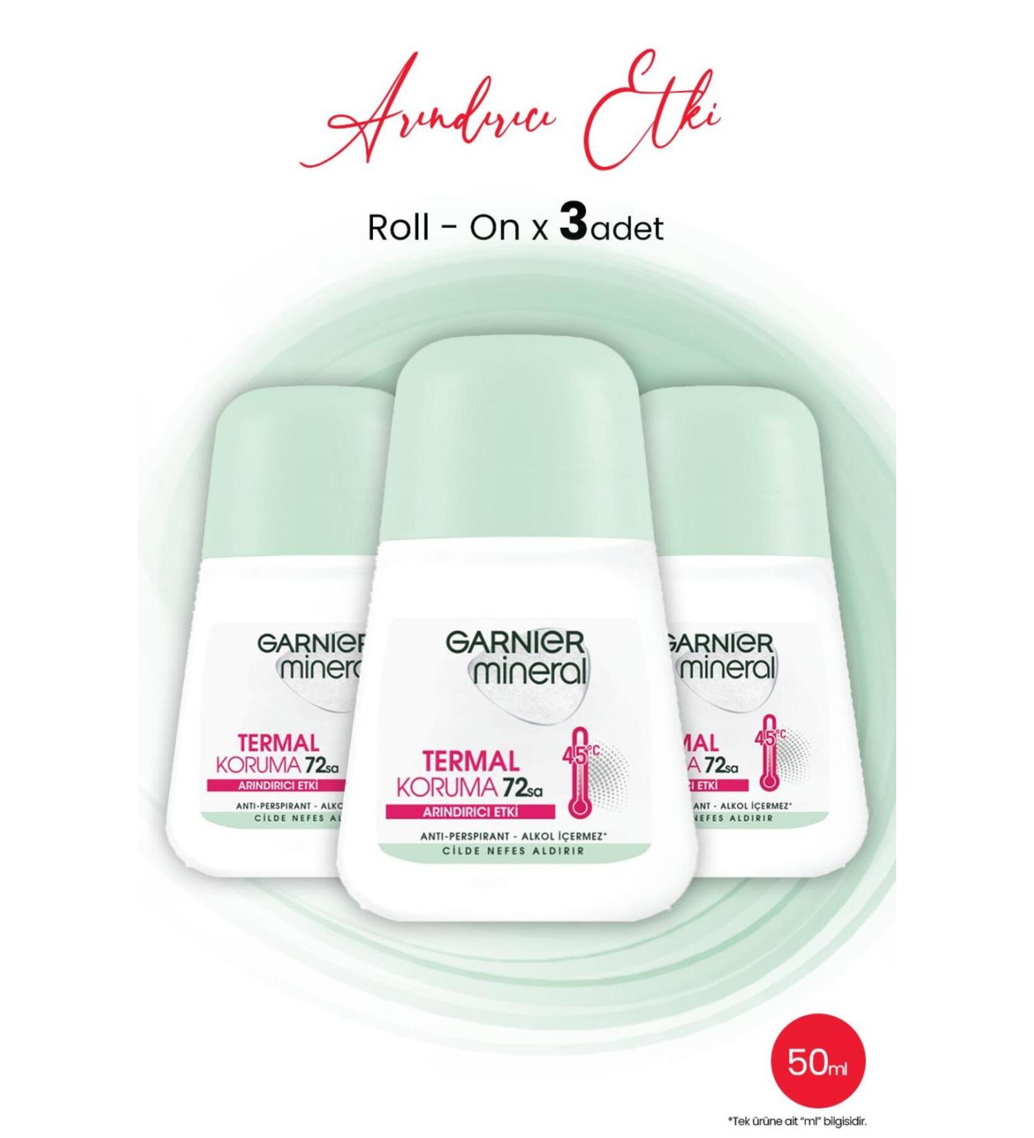 Garnier Mineral Roll-on Thermal Protection 72 Hours 50 ml X 3 Pieces