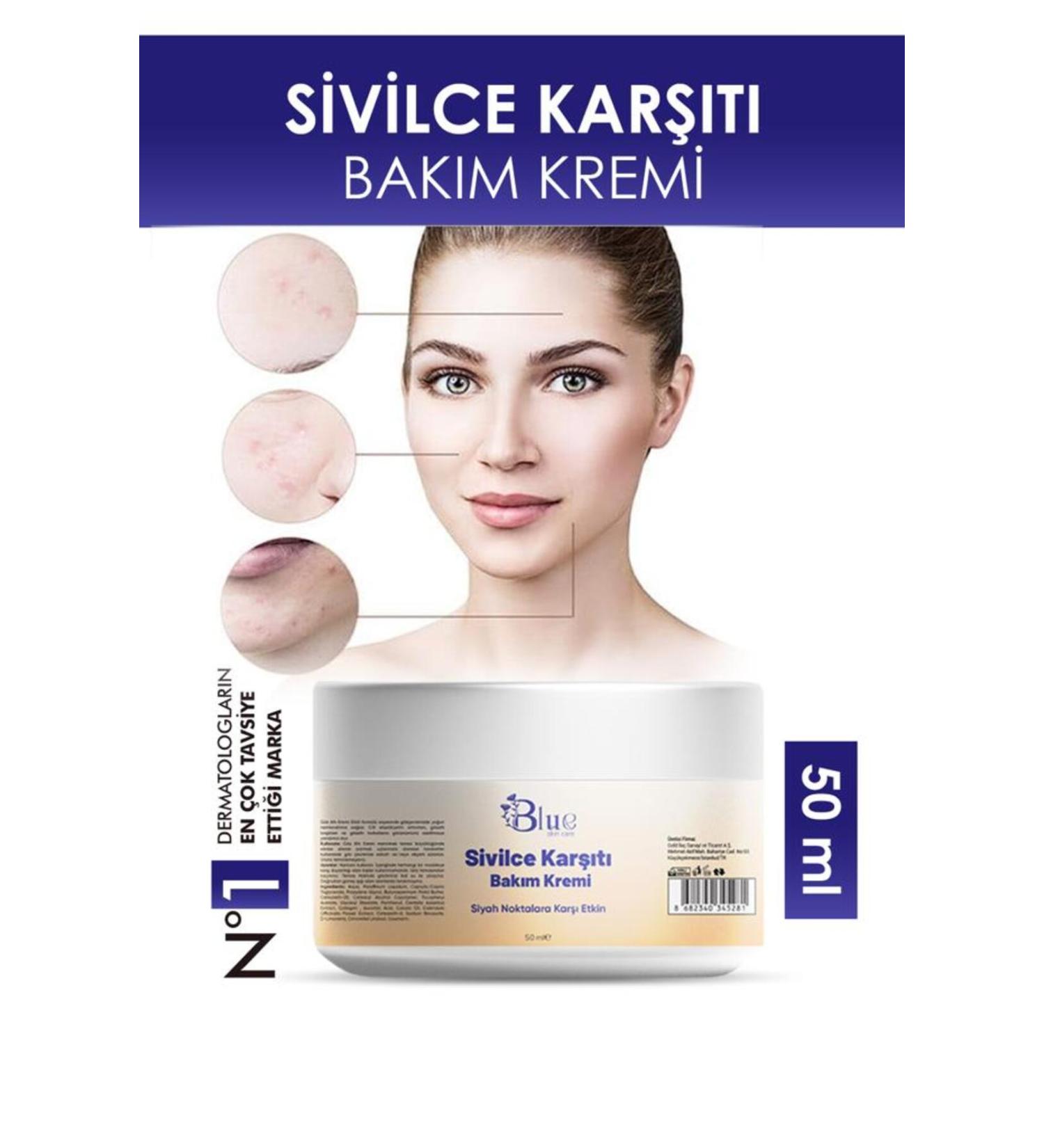 BLUE Skin Care Anti-Acne And Anti-Acne Acne Blackhead Remover Face Cream 50ml