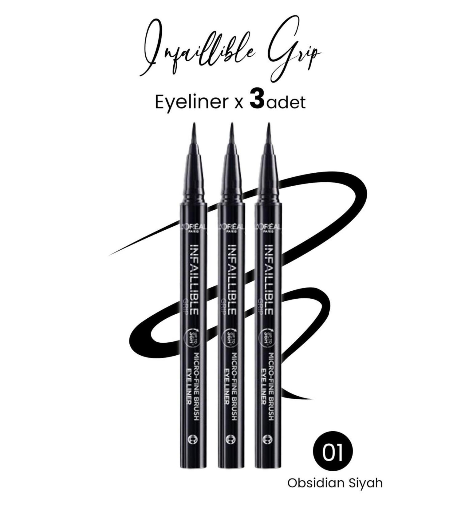 L'Oreal Paris Infaillible Grip Eyeliner 01 Obsidian - Black X 3 Pieces