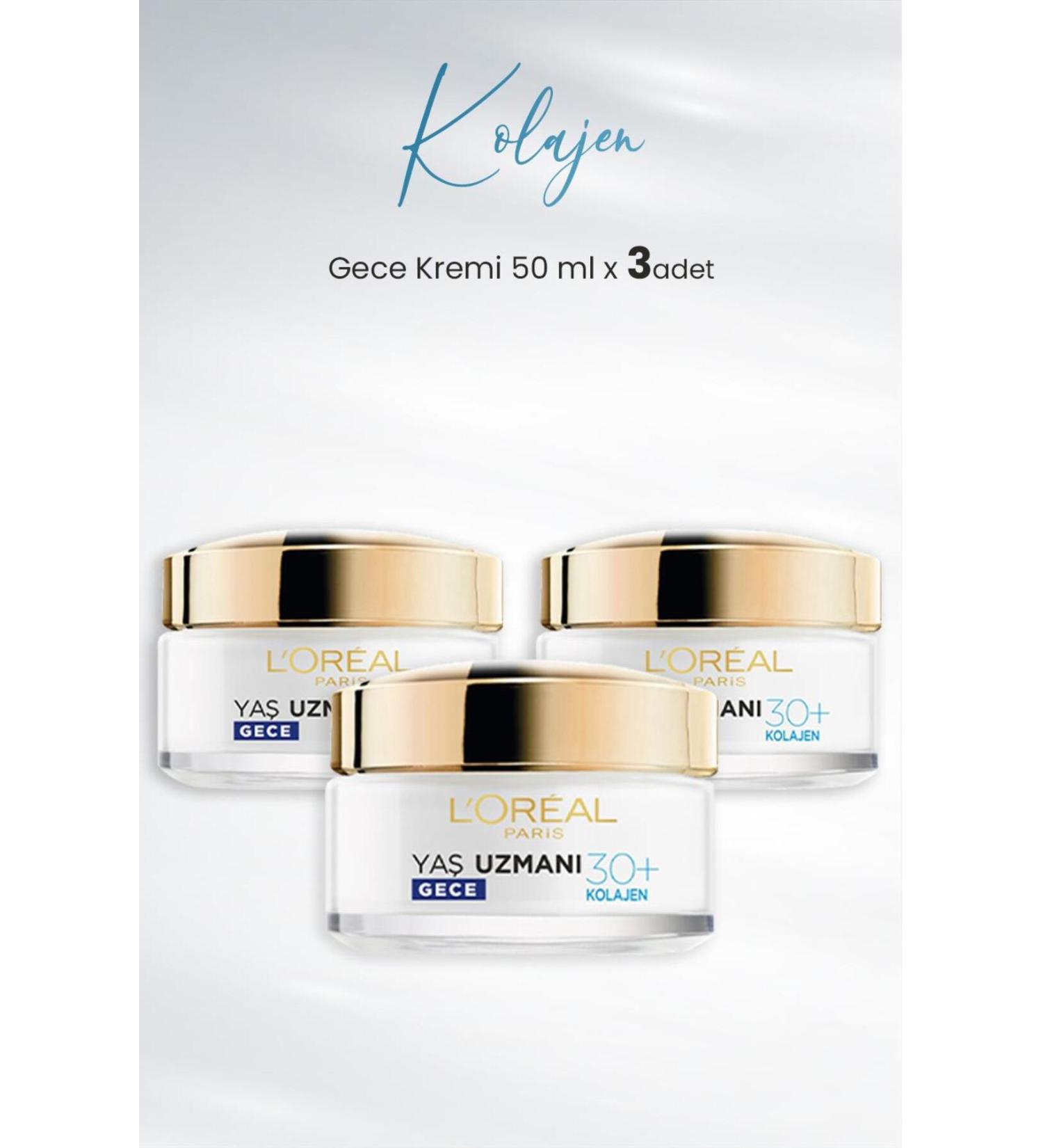 L'Oreal Paris Loreal Paris Age Expert Anti-Wrinkle Night Cream 30+ Collagen 50 ml x 3 Pcs