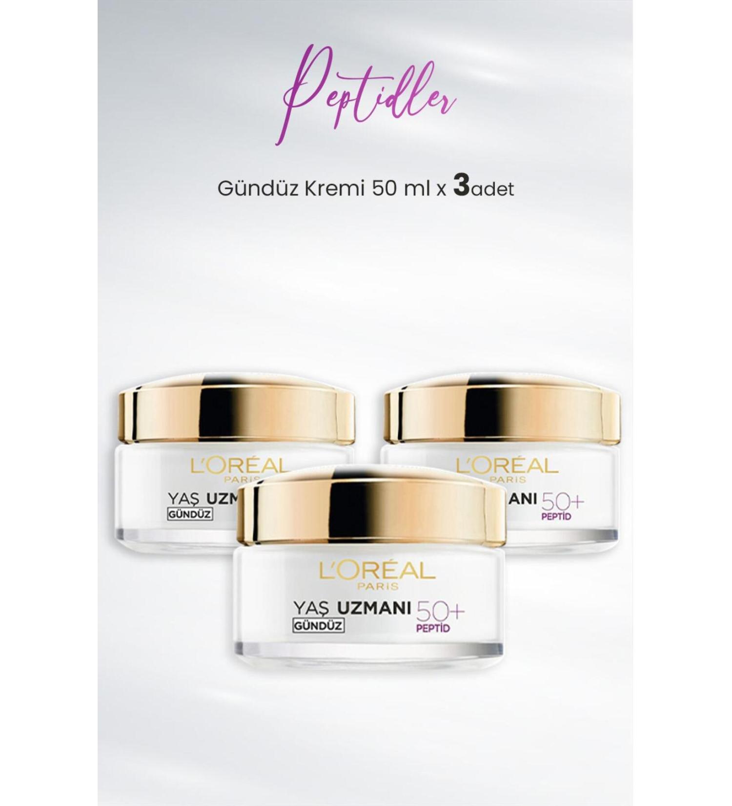 L'Oreal Paris Loreal Paris Age Expert Anti-Wrinkle Day Cream 50+ Peptides 50 ml x 3 Pcs
