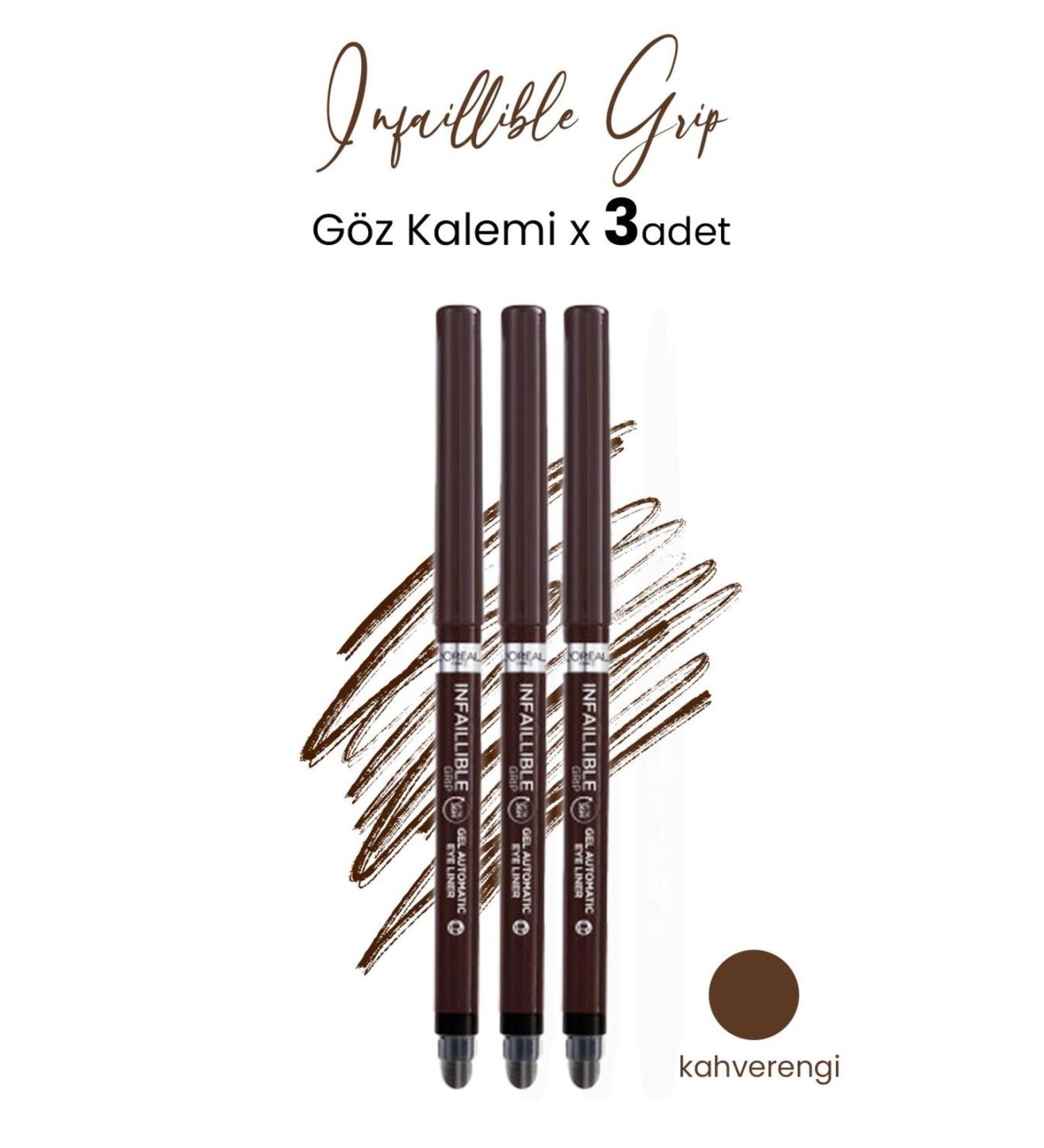 L'Oreal Paris Infaillible Grip Automatic Gel Eyeliner Intense Brown X 3 Pieces