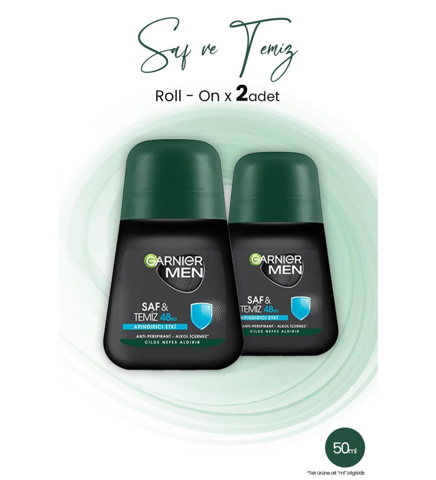 Garnier Men 48h Pure And Clean Roll-on 50 ml X 2 Pieces