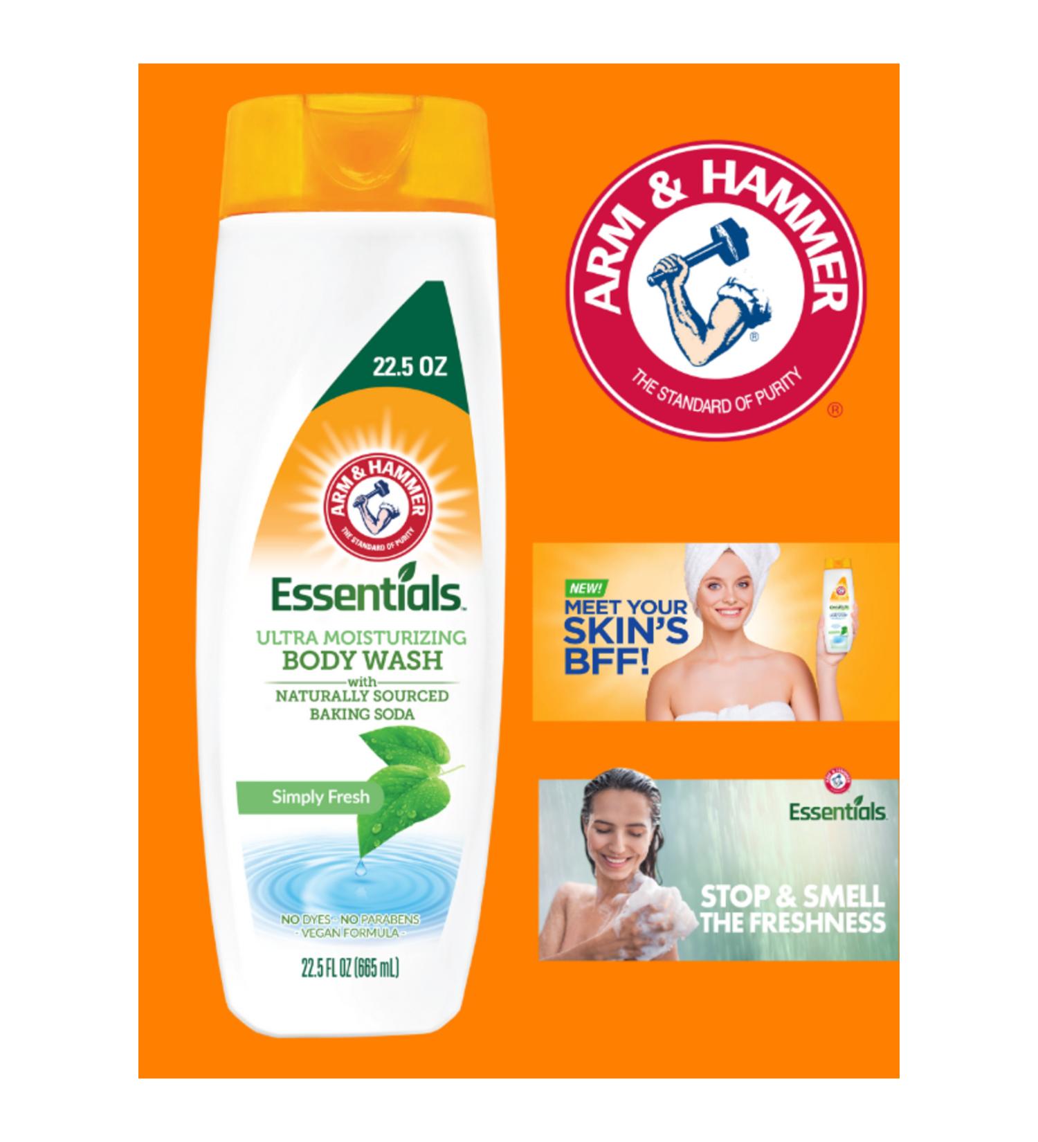 Arm Hammer ESSENTIALS Fresh Refreshing Ultra Moisturizing Body Wash 665 ML.(Original Imported)