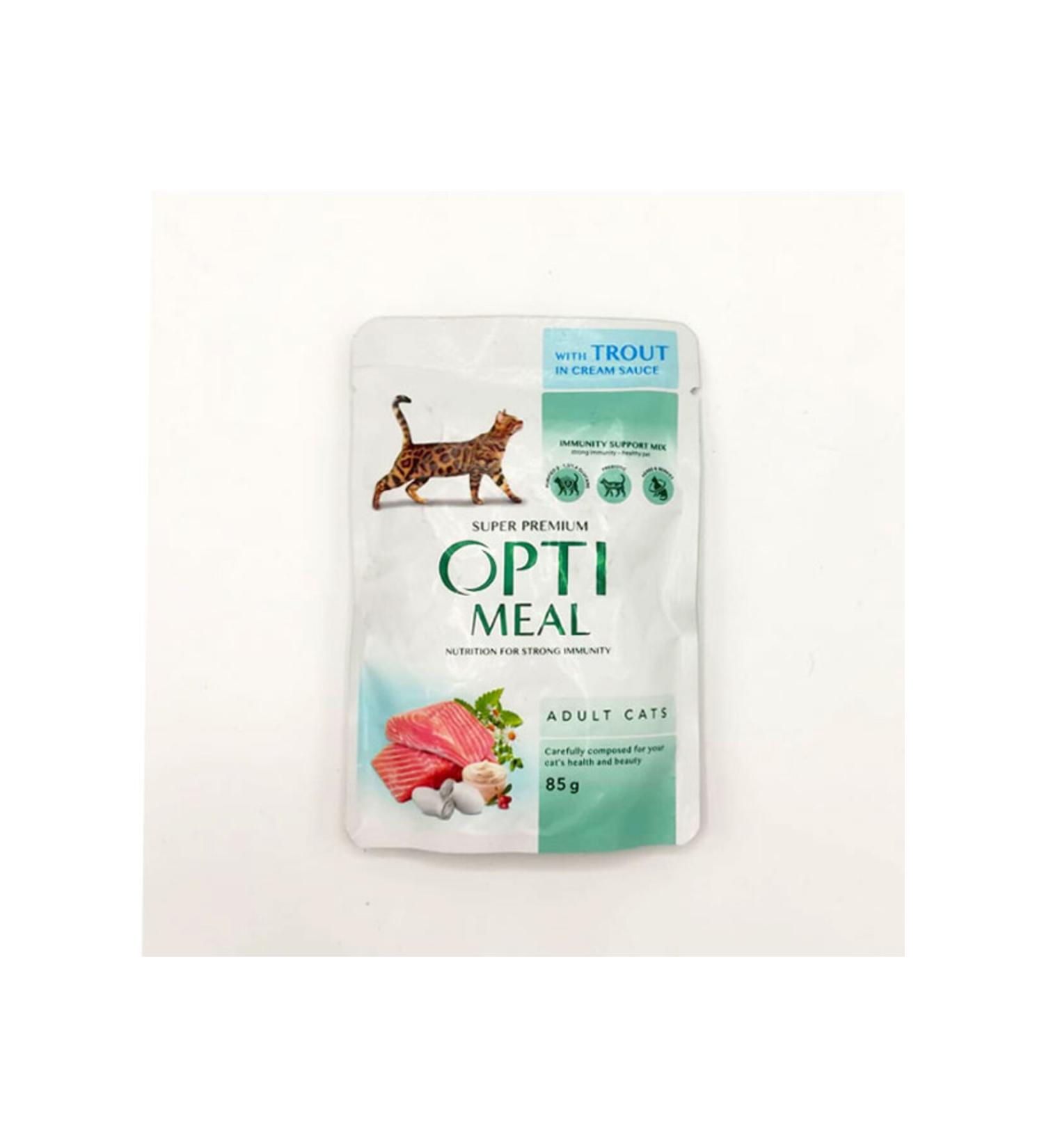 OptiMeal Trout Cream Sauce Wet Cat Food. 85 Gr 125072