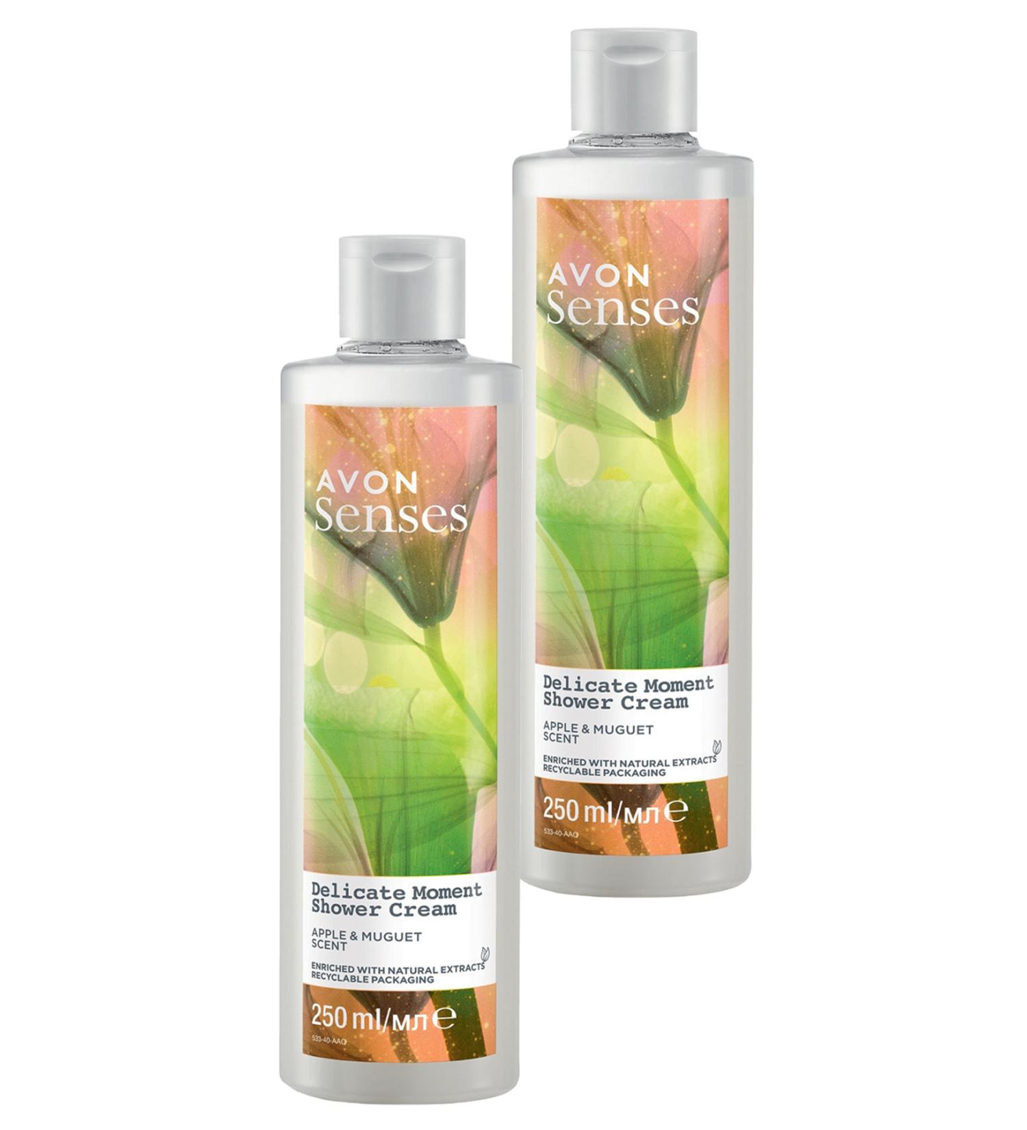 Avon Senses Delicate Moment Apple and Lily of the Valley Scented Cream Shower Gel 250 Ml. Set of Two