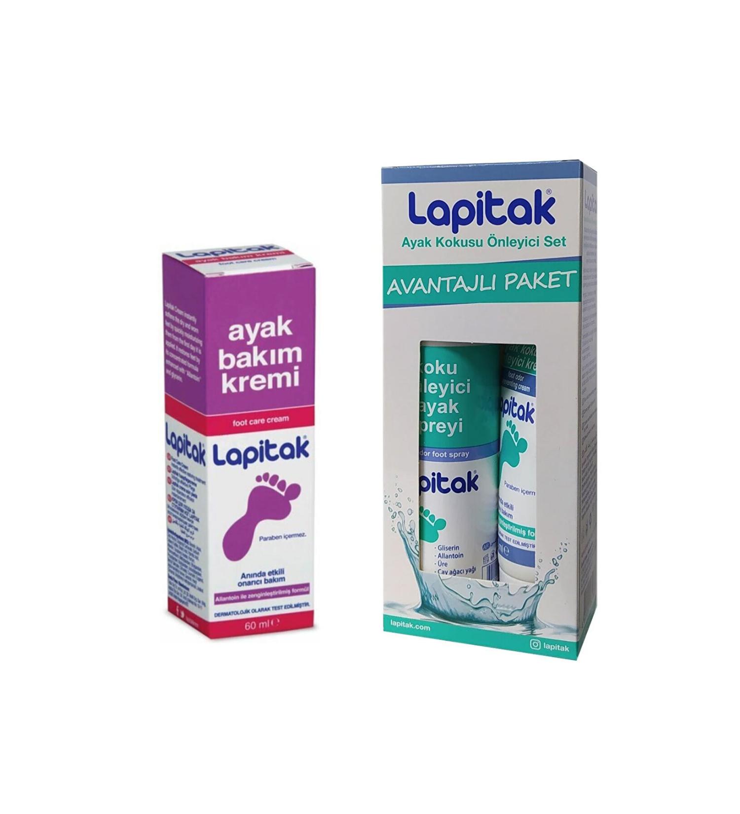 Lapitak Foot Care Set - Care Cream 60 ml & Anti-Odor Spray 125 ml & Anti-Odor Cream 60 ml