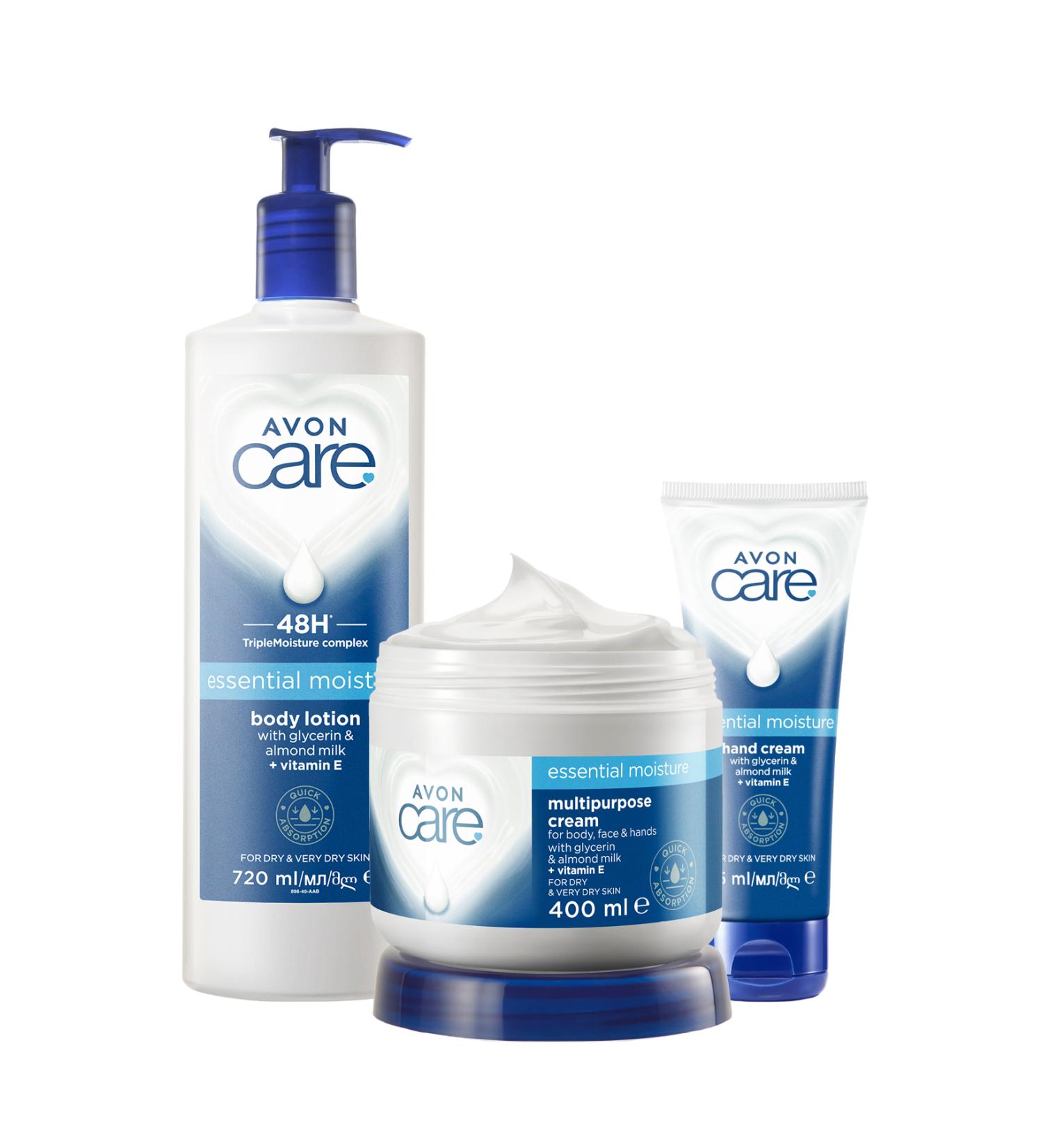 Avon Care Intensive Moisturizing Hand Face and Body Cream Package with Glycerin and Almond Milk - Buy Online on GoSupps.com