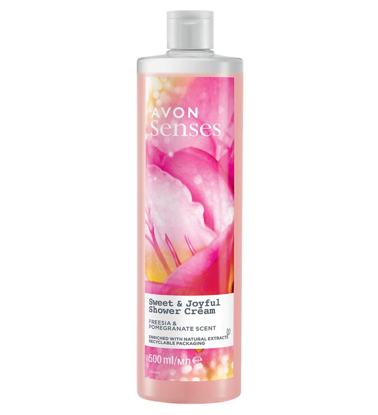 Avon Senses Sweat & Joyful Freesia and Pomegranate Scented Cream Shower Gel 500 Ml. - Buy Online on GoSupps.com