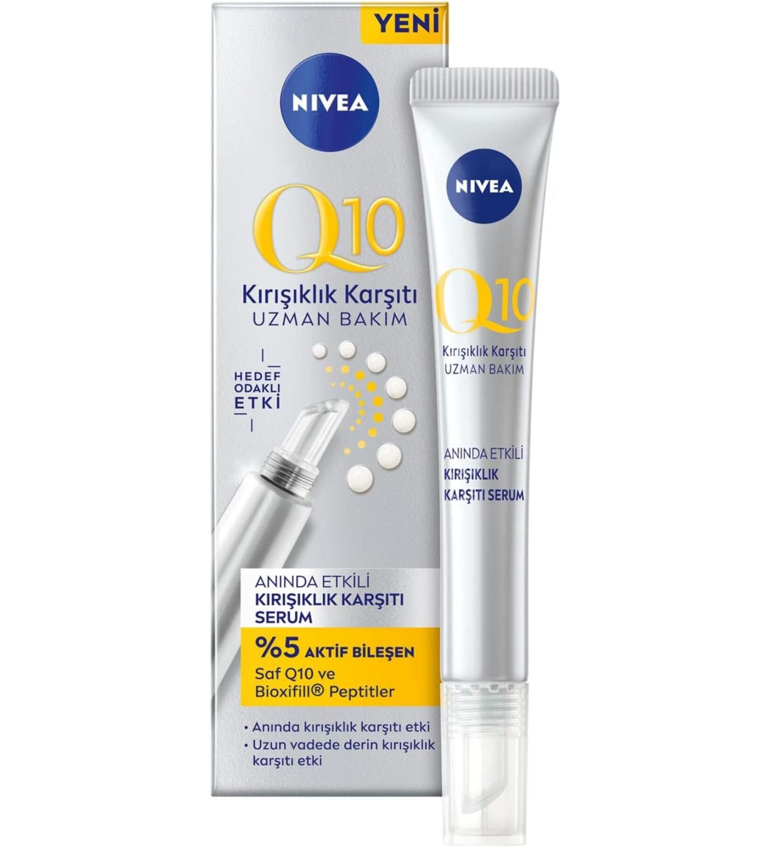 NIVEA Q10 Instant Anti-Wrinkle Serum 15 ml 5% Active Ingredient Containing Pure Q10 and Petits - Buy Online on GoSupps.com
