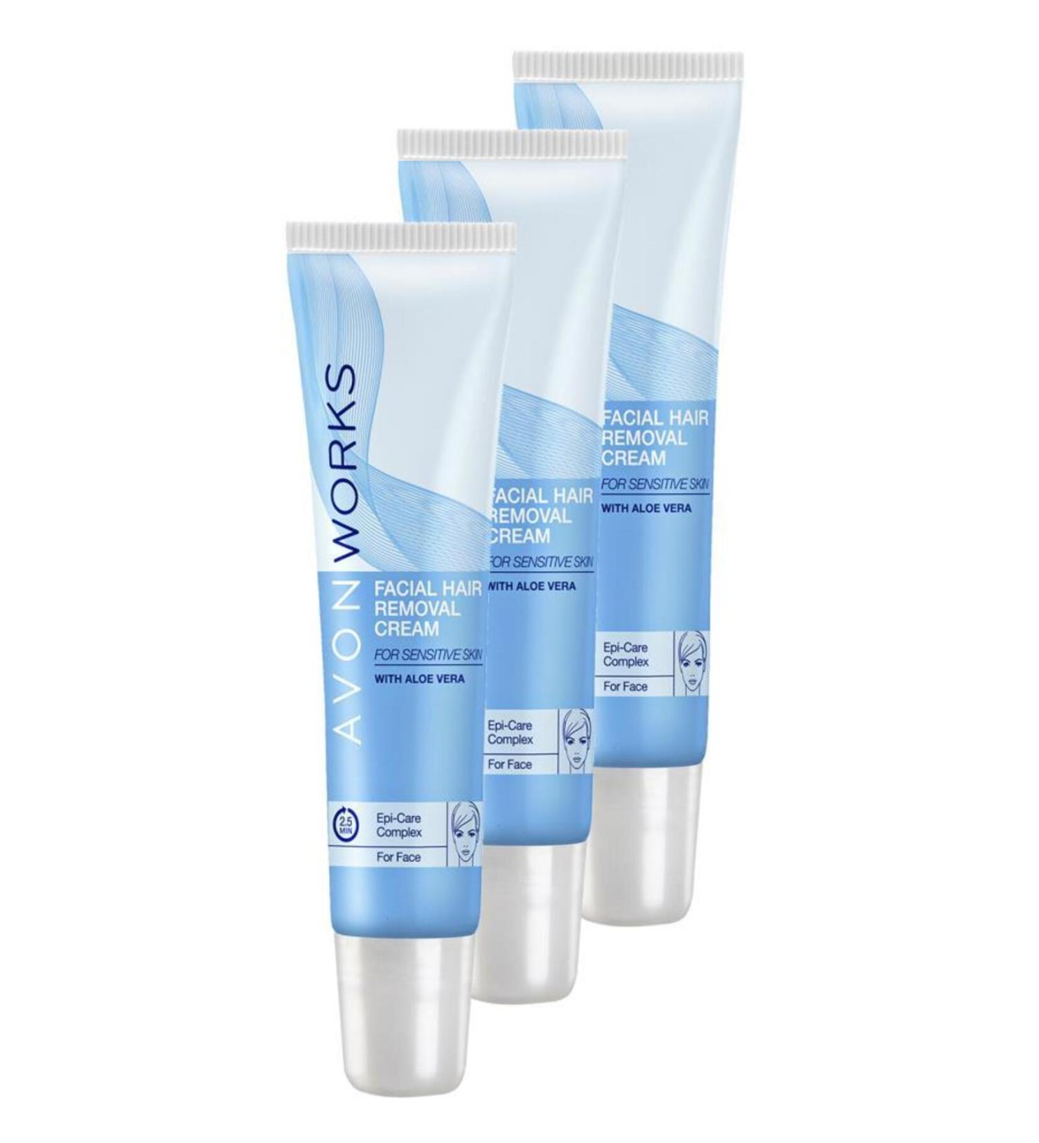 Avon Works Face Hair Removal Cream 15 Ml. Triple Set