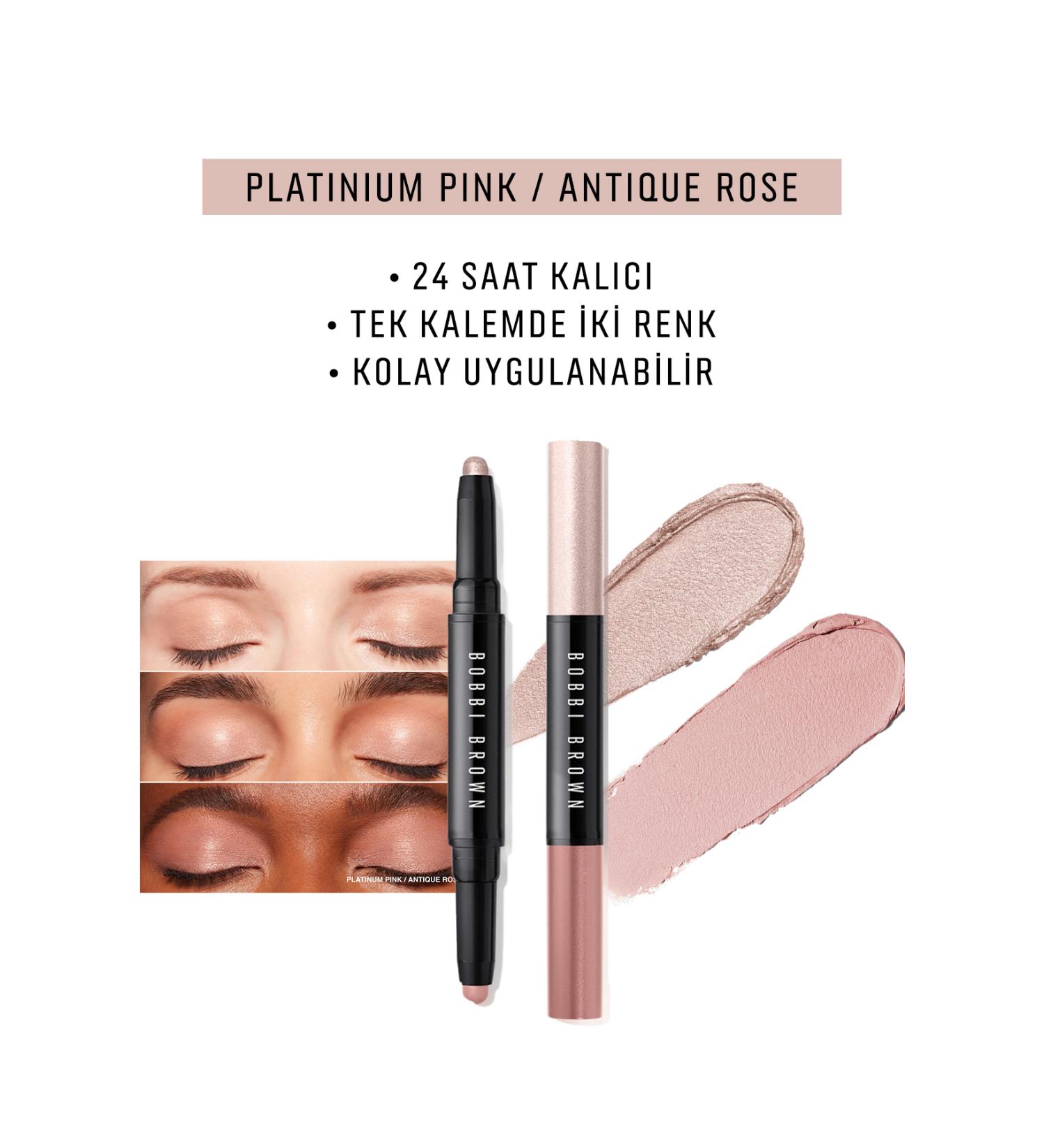 Bobbi Brown Double-Sided Long-Wear Cream Shadow Stick Pencil Eyeshadow - Platinum Pink/Antique Rose 716170302508 - Buy Online on GoSupps.com
