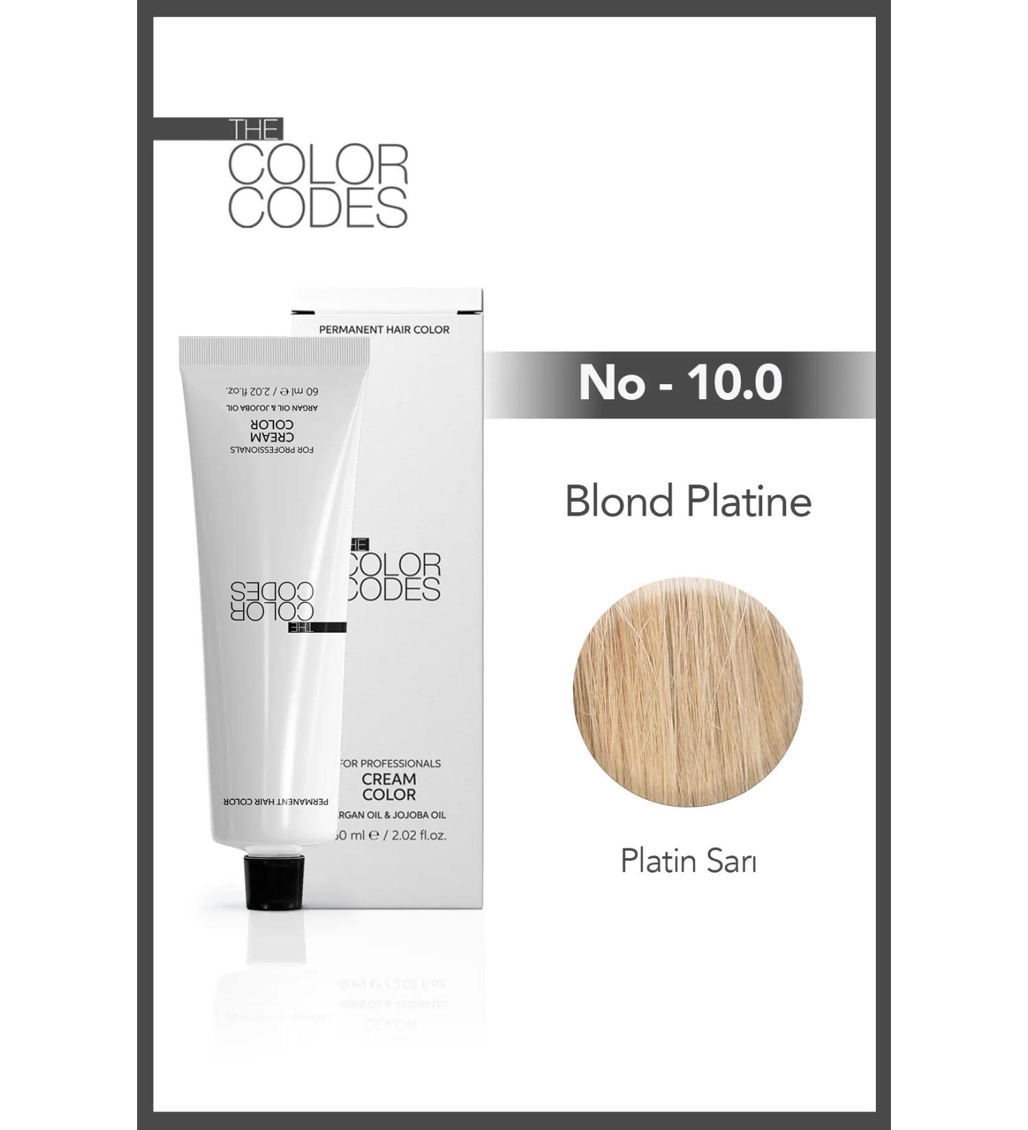 THE COLOR CODES PERMANENT CREAM HAIR DYE 10.0 PLATINUM BLONDE 60 ML