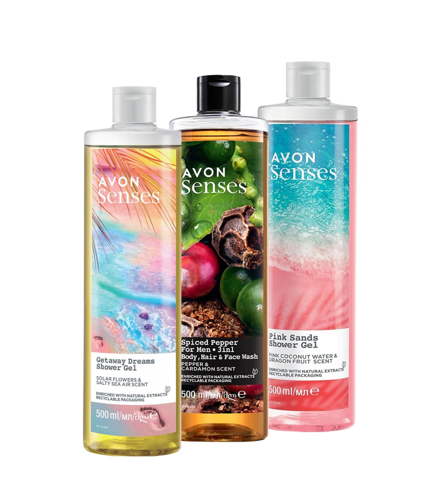 Avon Senses Getaway Dreams Pink Sands and Spiced Pepper Shower Gel Pack