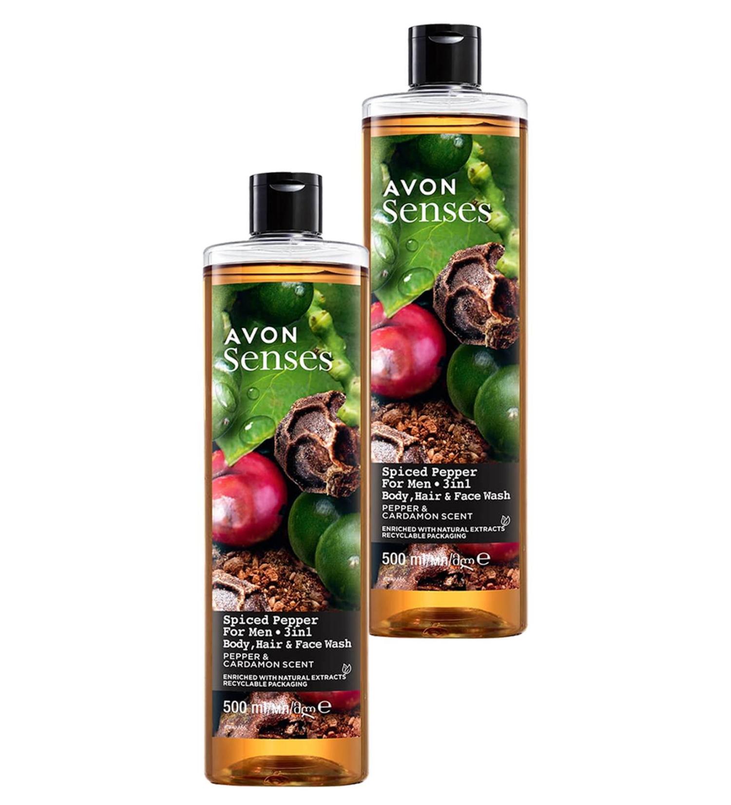 Avon Senses Spiced Pepper Black Pepper and Cardamom Scented Shower Gel for Men 500 Ml. Set of Two - Buy Online on GoSupps.com