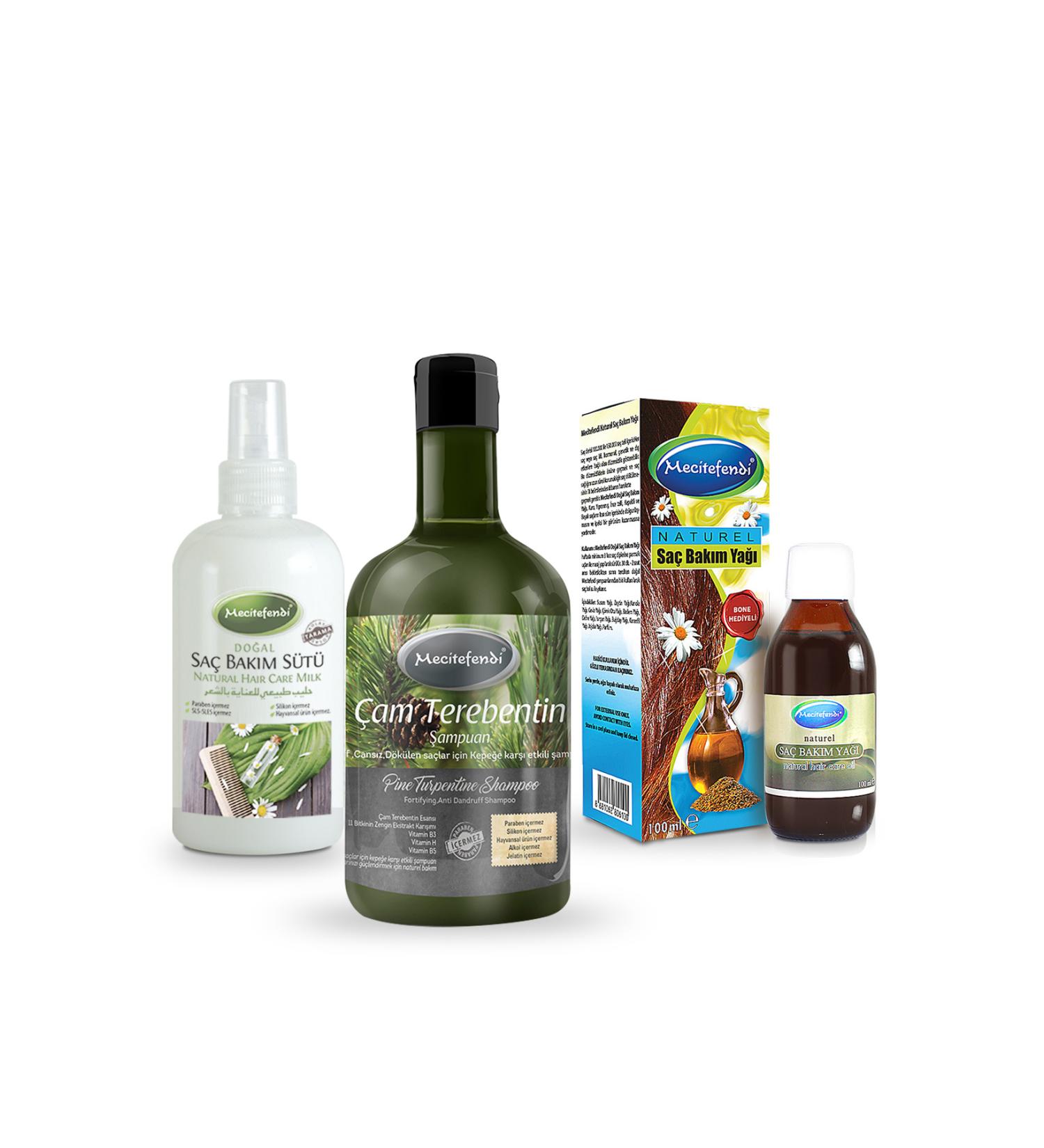 Mecit Efendi MEC TEFEND PINE TURPENTINE SHAMPOO + HAIR CARE OIL + HAIR CARE MILK SET