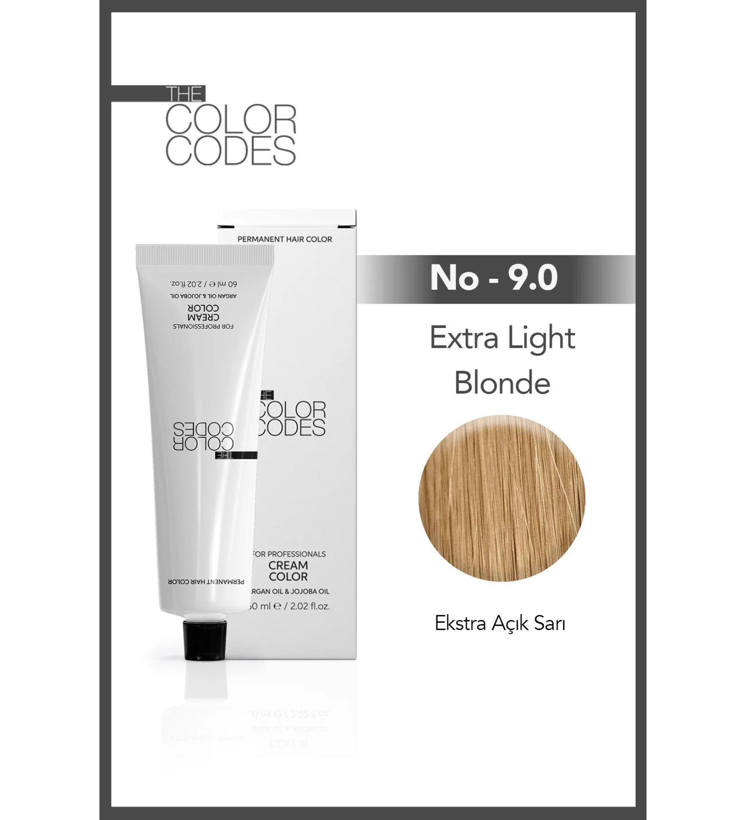 THE COLOR CODES PERMANENT CREAM HAIR DYE 9.0 EXTRA LIGHT BLONDE 60 ML