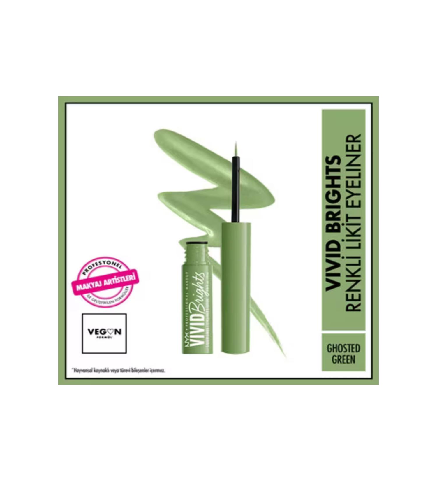 NYX Professional Makeup Vivid Brights Liquid Eyeliner Ghosted Green