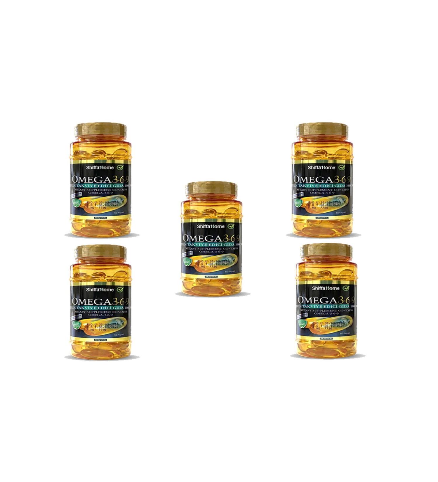 Shiffa Home 5 Pieces Omega 3-6-9 1000mg 60 Capsules