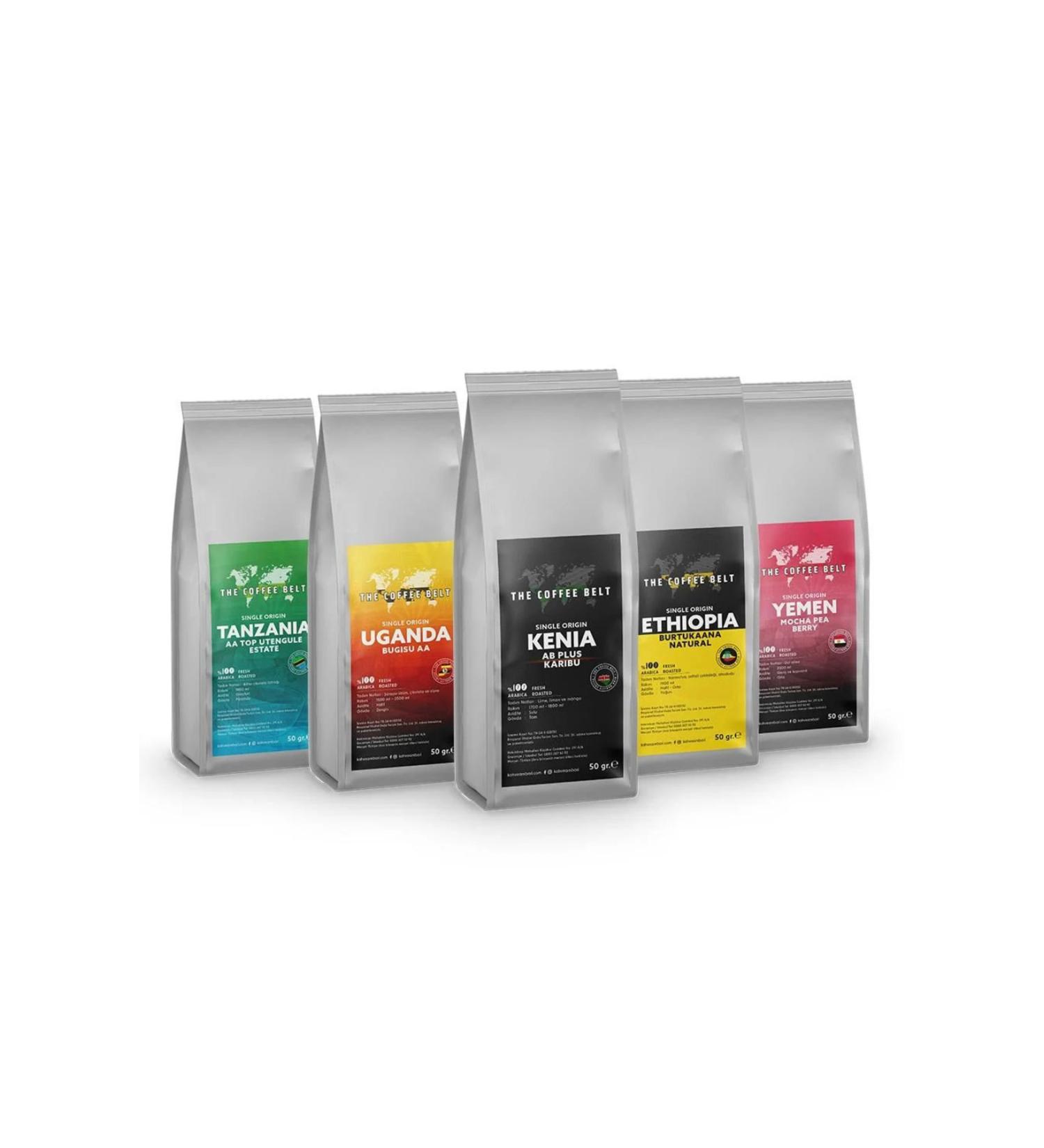 The Coffee Belt Stars of African Filter Coffee Introduction Set (50 gr x 5 Pieces)