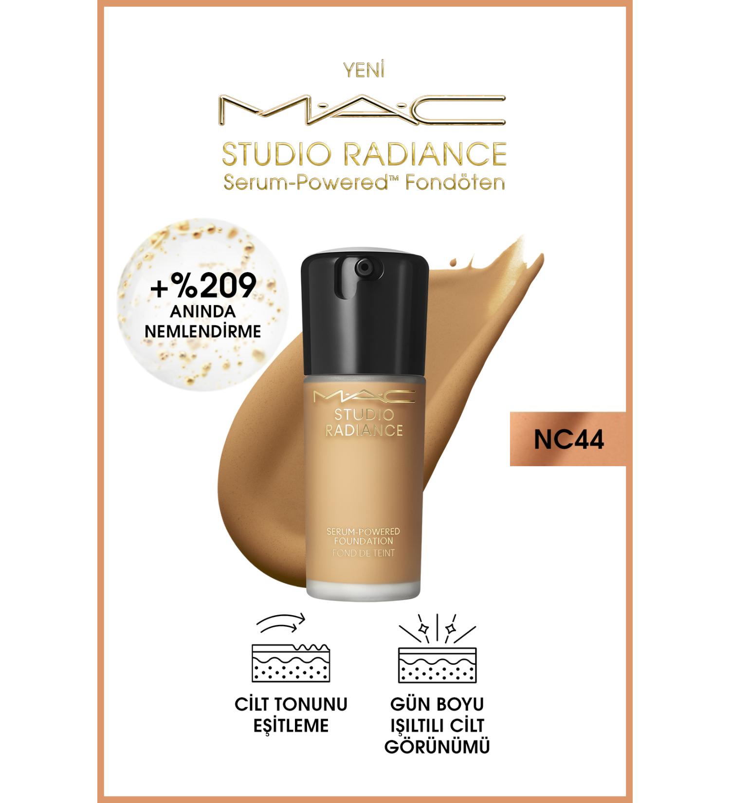 Mac Studio Radiance NC44 Powered Serum Foundation for Plump and Radiant Skin 30 ml FNDTN257