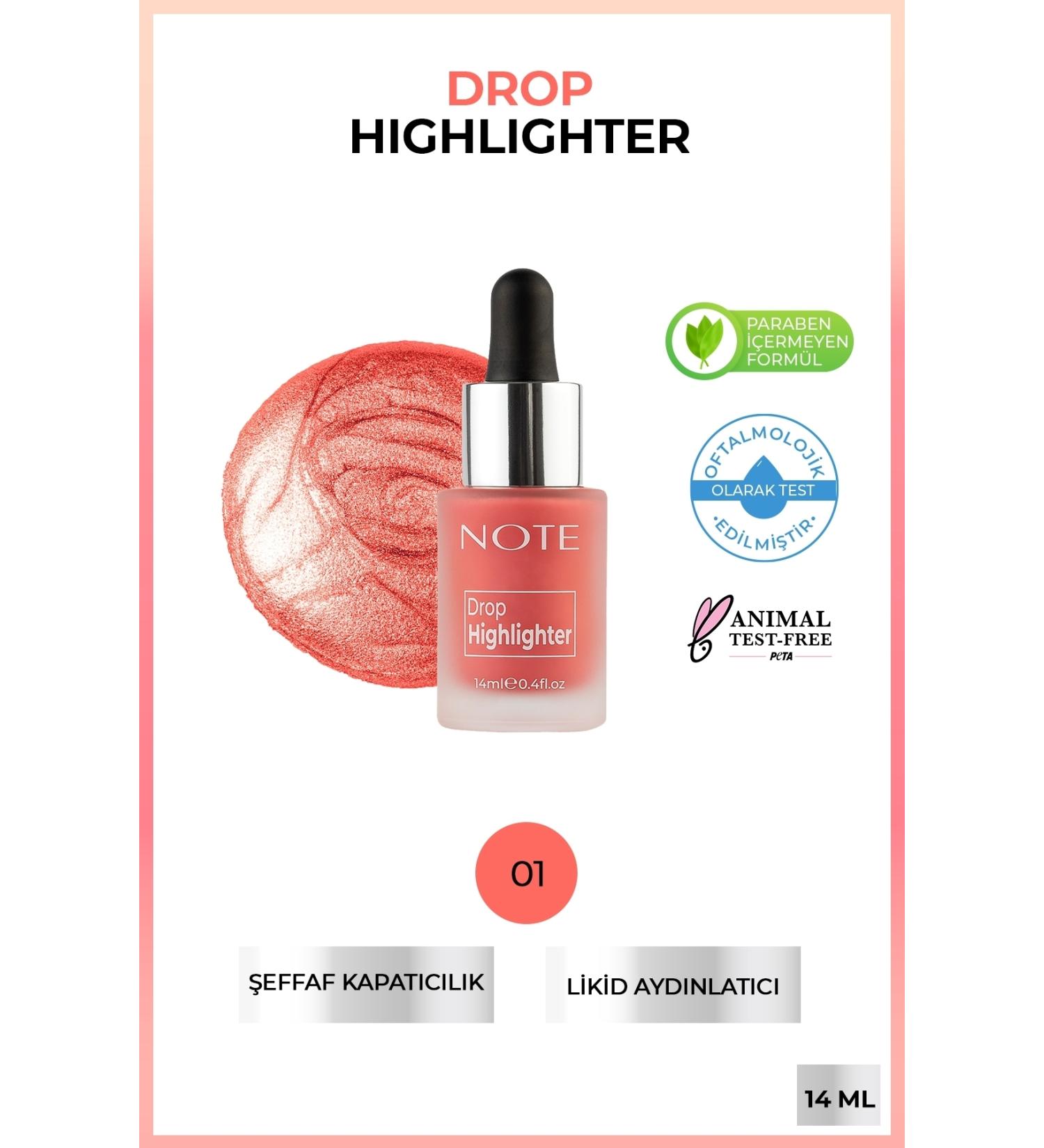 Note Cosmetics Drop Highlighter 01 - Pearl Rose Liquid Highlighter Kuattoprof - Buy Online on GoSupps.com