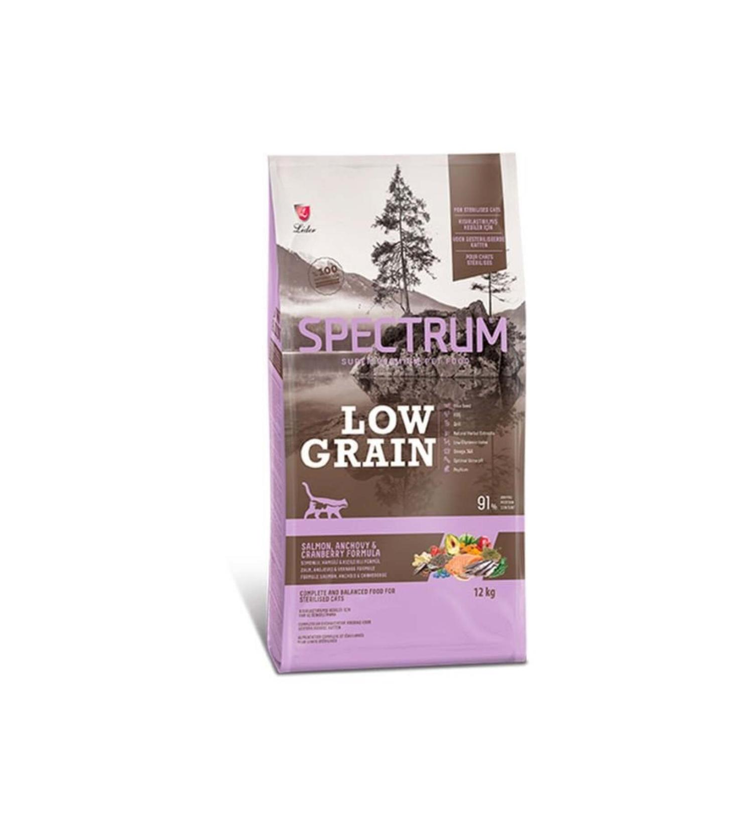 Spectrum Low Grain Salmon Anchovy and Blueberry Sterilized Cat Food 12 Kg