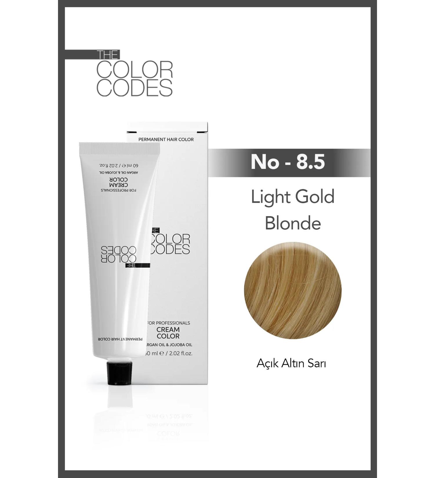 THE COLOR CODES PERMANENT CREAM HAIR DYE 8.5 LIGHT BLONDE GOLD 60 ML