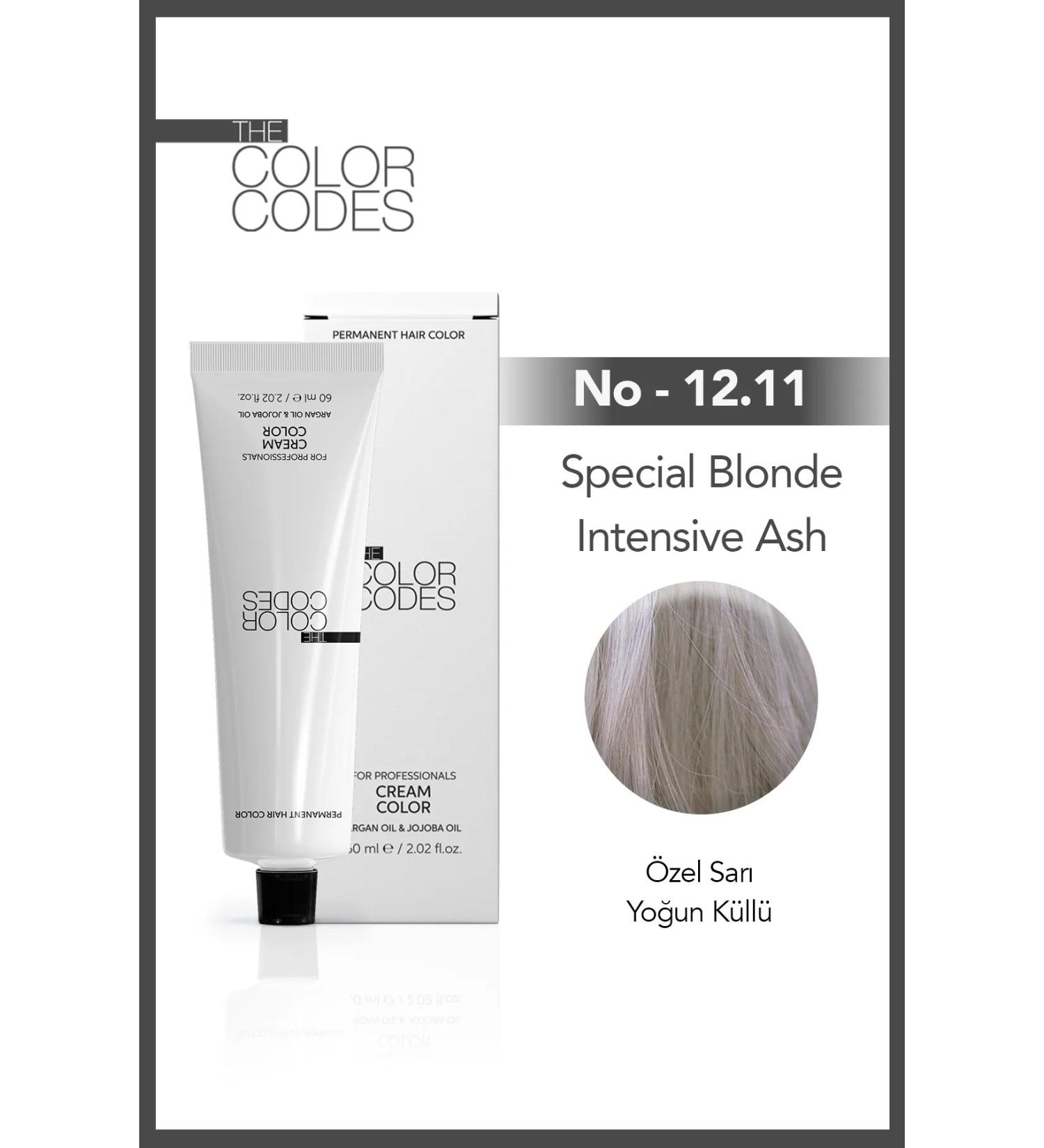 THE COLOR CODES PERMANENT CREAM HAIR DYE 12.11 INTENSIVE ASH SPECIAL YELLOW 60 ML