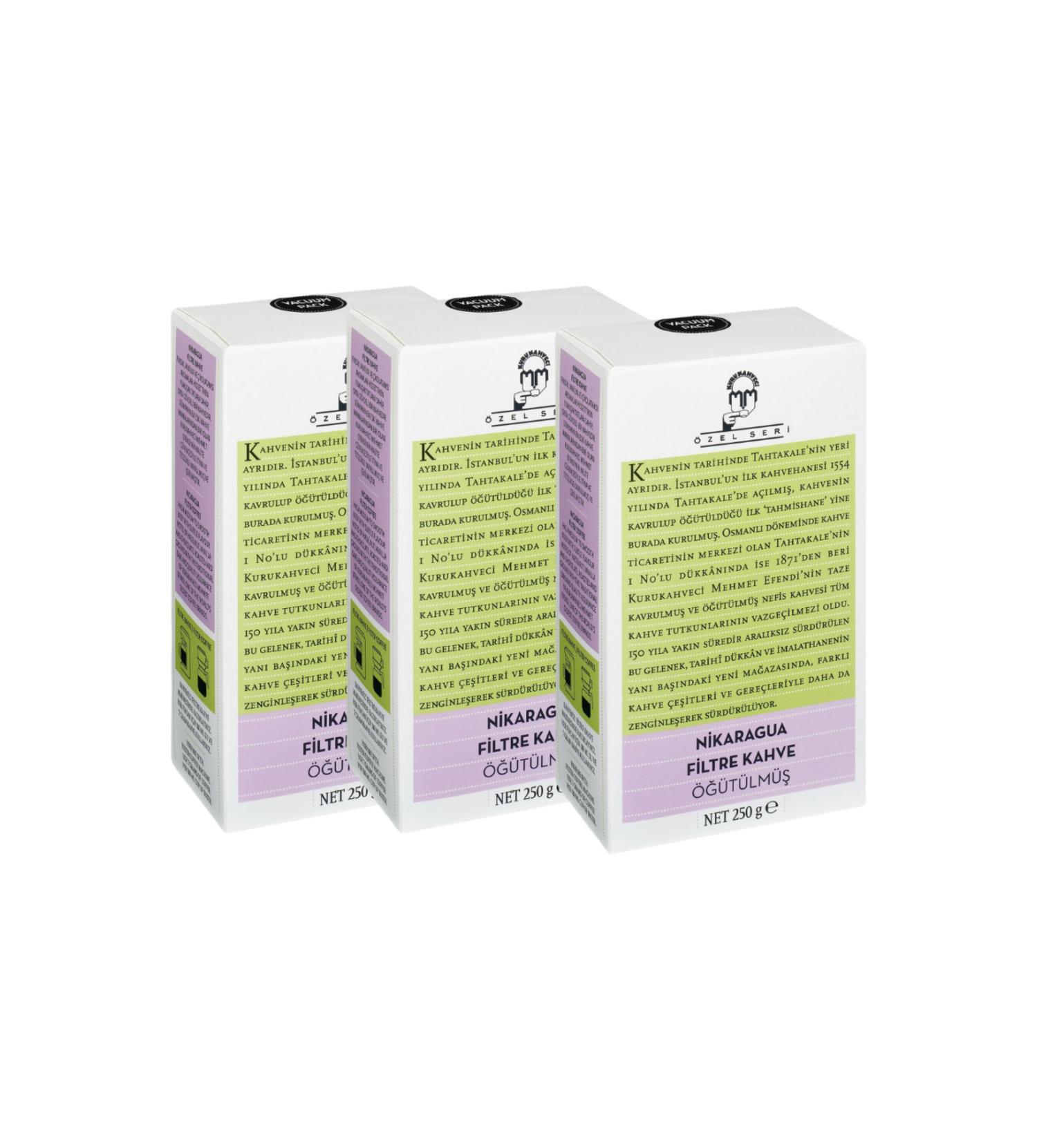 Mehmet Efendi Special Series Nicaragua Filter Coffee X3 Pieces 250 Gr Kurukahveci Mehmet Efendi