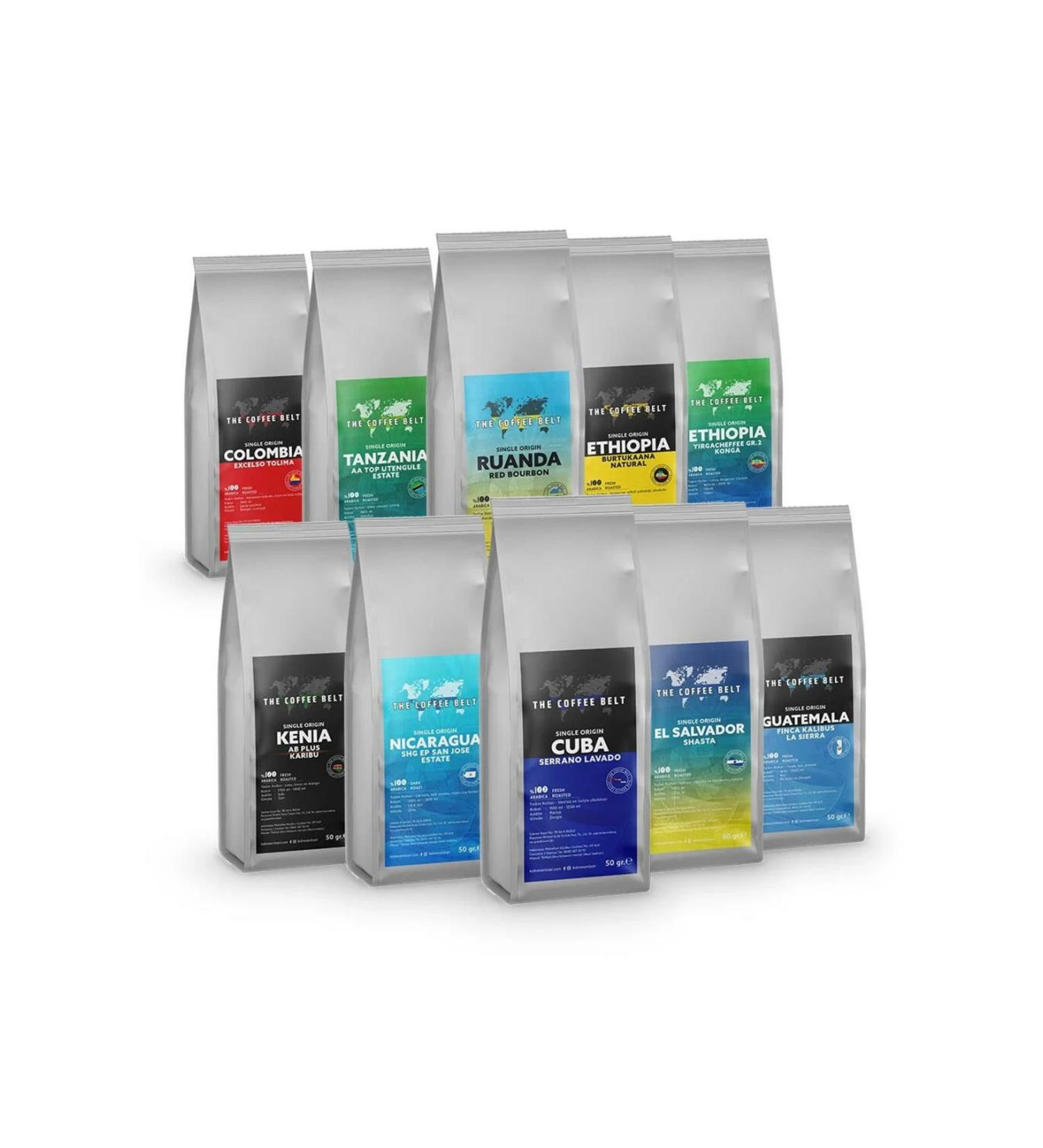 The Coffee Belt Speciality Coffee Series Filter Coffee Introduction Set (50 gr x 10 Pieces)