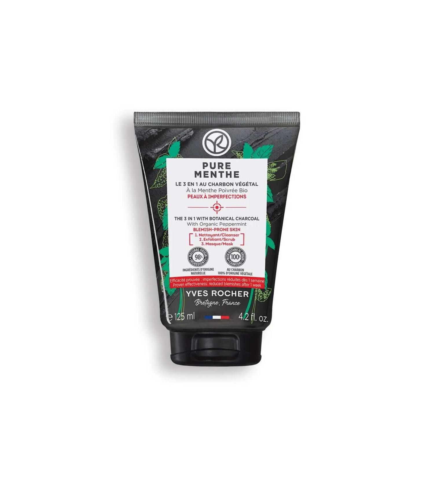 Yves Rocher Pure Menthe-3+1 Purifying Peeling and Mask Effect Face Wash Gel for Acne Prone Skin 125ml - Buy Online on GoSupps.com