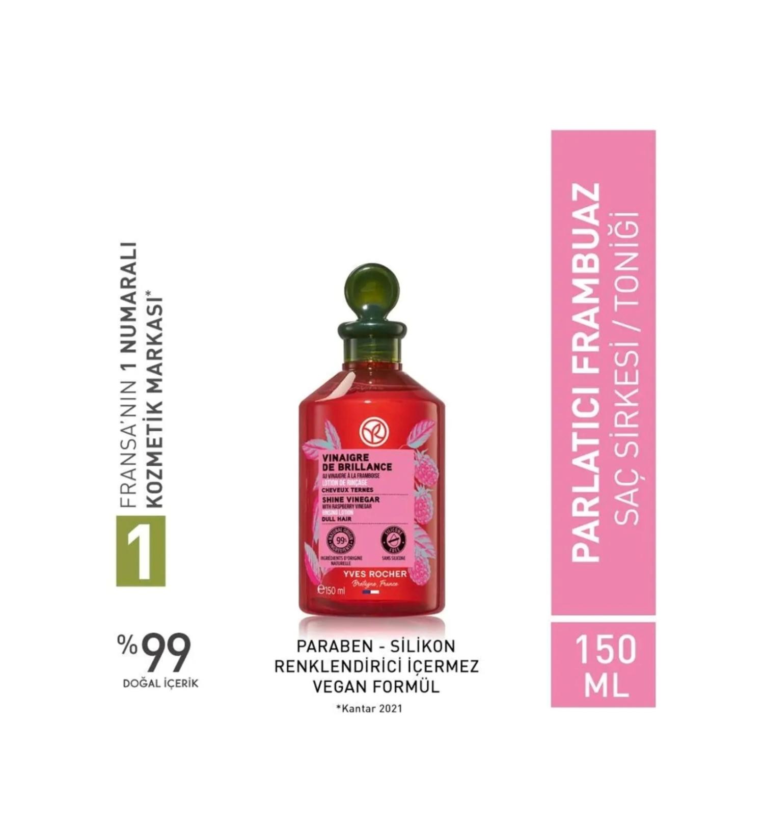 Yves Rocher Raspberry Hair Vinegar / Tonic for Shinier Hair - Normal Hair / Brillance 150 ML - Buy Online on GoSupps.com