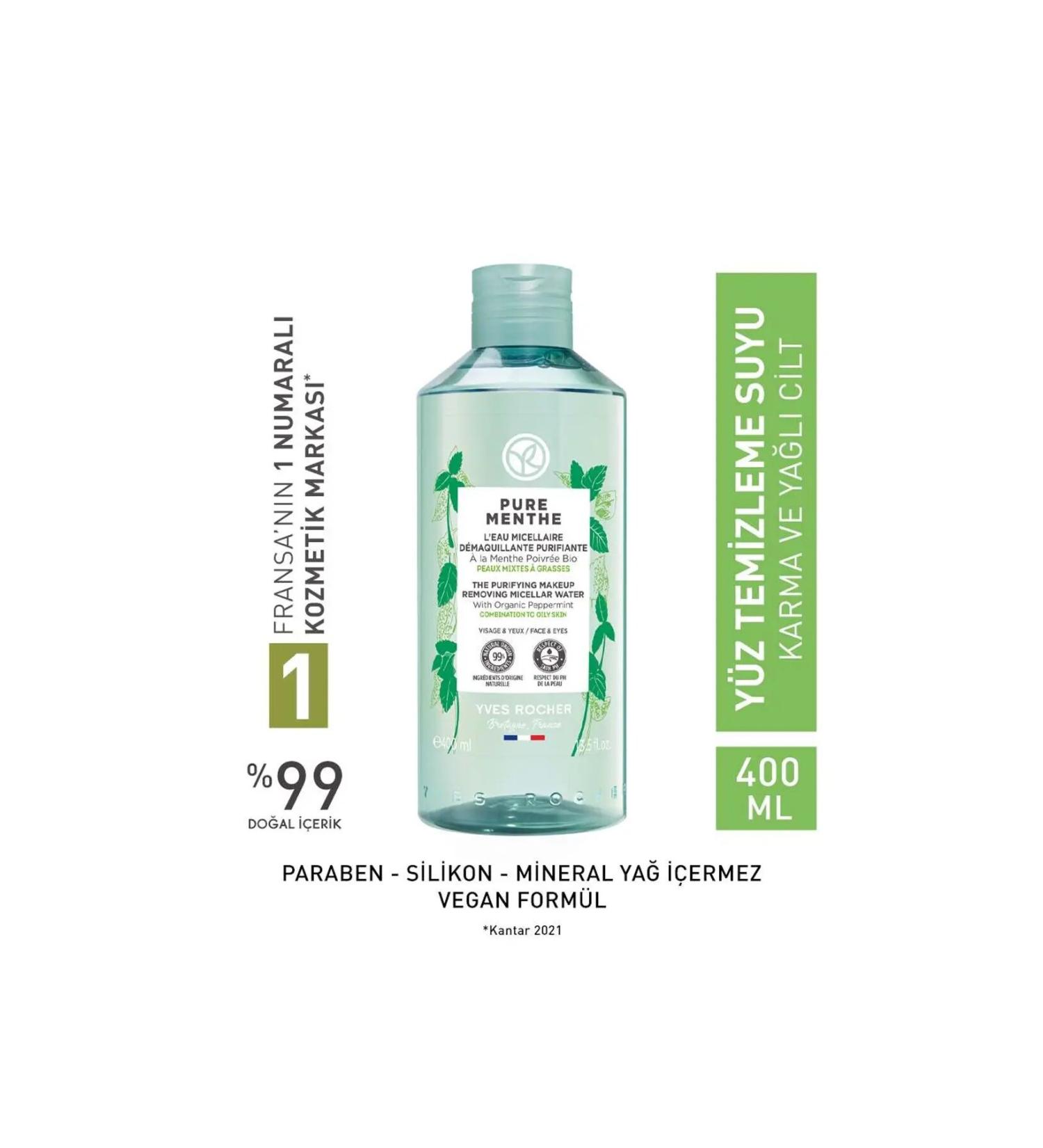 Yves Rocher Pure Menthe-Tonic Effective Purifying-Prebiotic Pore Tightening Mattifying Micellar Water 400ml - Buy Online on GoSupps.com