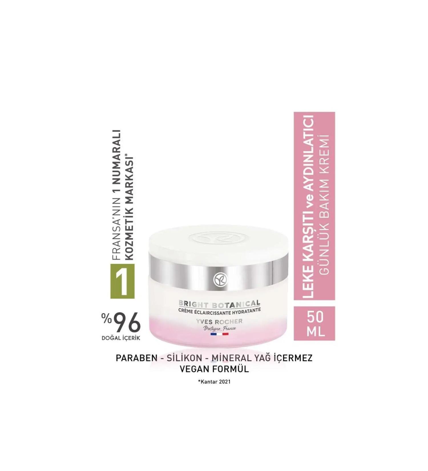 Yves Rocher Bright Botanical-Anti-Stain and Anti-Wrinkle Brightening and Tone-Equalizing Cream with Vitamin C & E 50ml - Buy Online on GoSupps.com