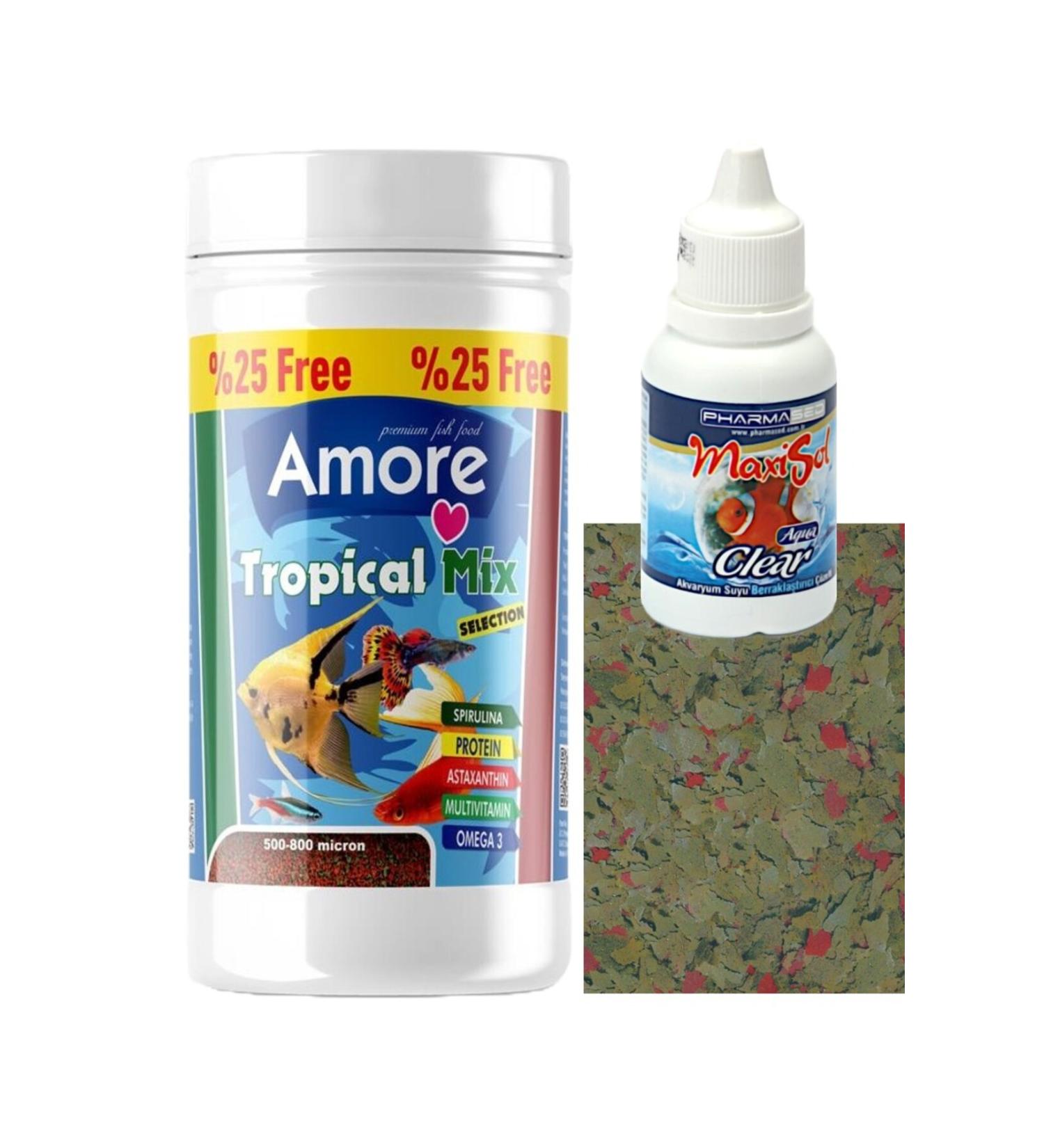 AMORE Tropical Mix Selection 125ml Sera Flora 30gr Clarifier 30cc Aquarium Fish Food Basket