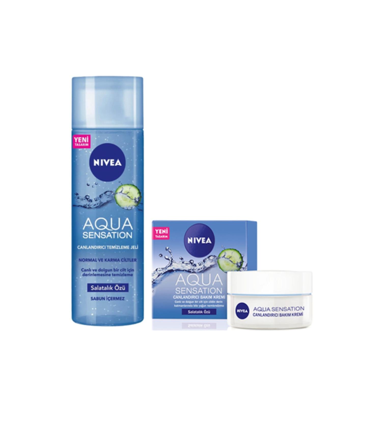 NIVEA Aqua Sensation Revitalizing Facial Cleansing Gel 200 ml + Care Cream 50 ml