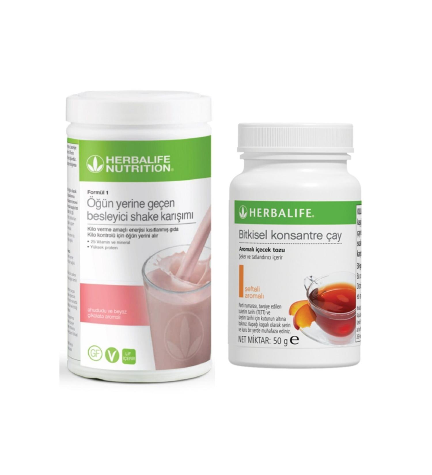 Herbalife Meal Replacement Nutritional Shake Mix Raspberry Flavor + Herbal Concentrate Tea Peach Flavor