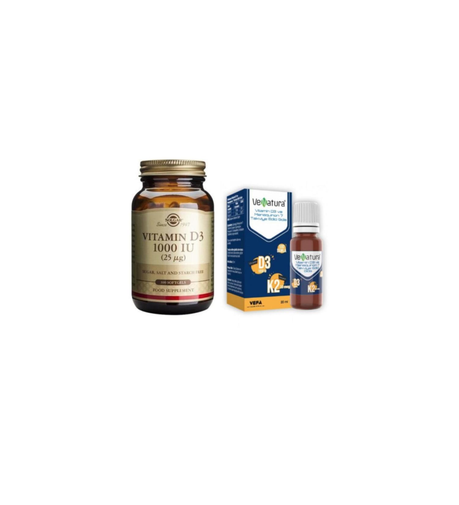 Venatura Vitamin D3 and Vitamin K2 Food Supplement 20 ml Solgar Vitamin D3 1000 100 Capsules