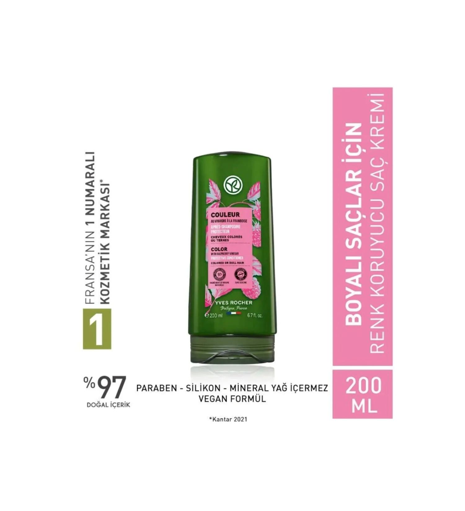 Yves Rocher Color Protecting Conditioner for Colored Hair with Raspberry Vinegar and Calendula / Couleur 200 ml - Buy Online on GoSupps.com