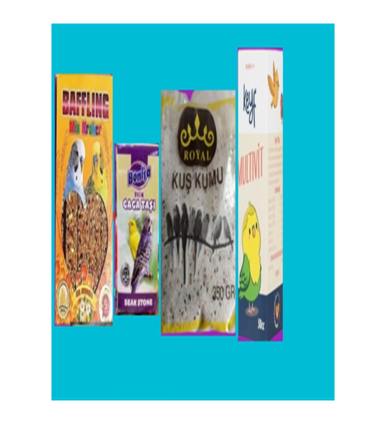 Baffling BUDGET FEEDING SET (BAFFLING HONEY CRACKER 10 PIECES +BEAK STONE + BIRD SAND + VITAMIN 50 cc)