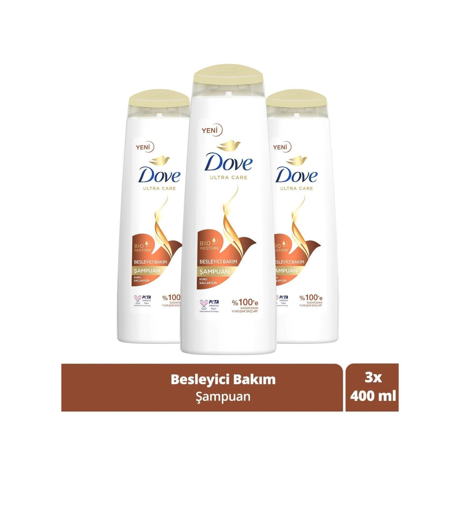 Dove Ultra Care Hair Care Shampoo Nourishing Care For Dry Hair 400 ml X3 Pieces