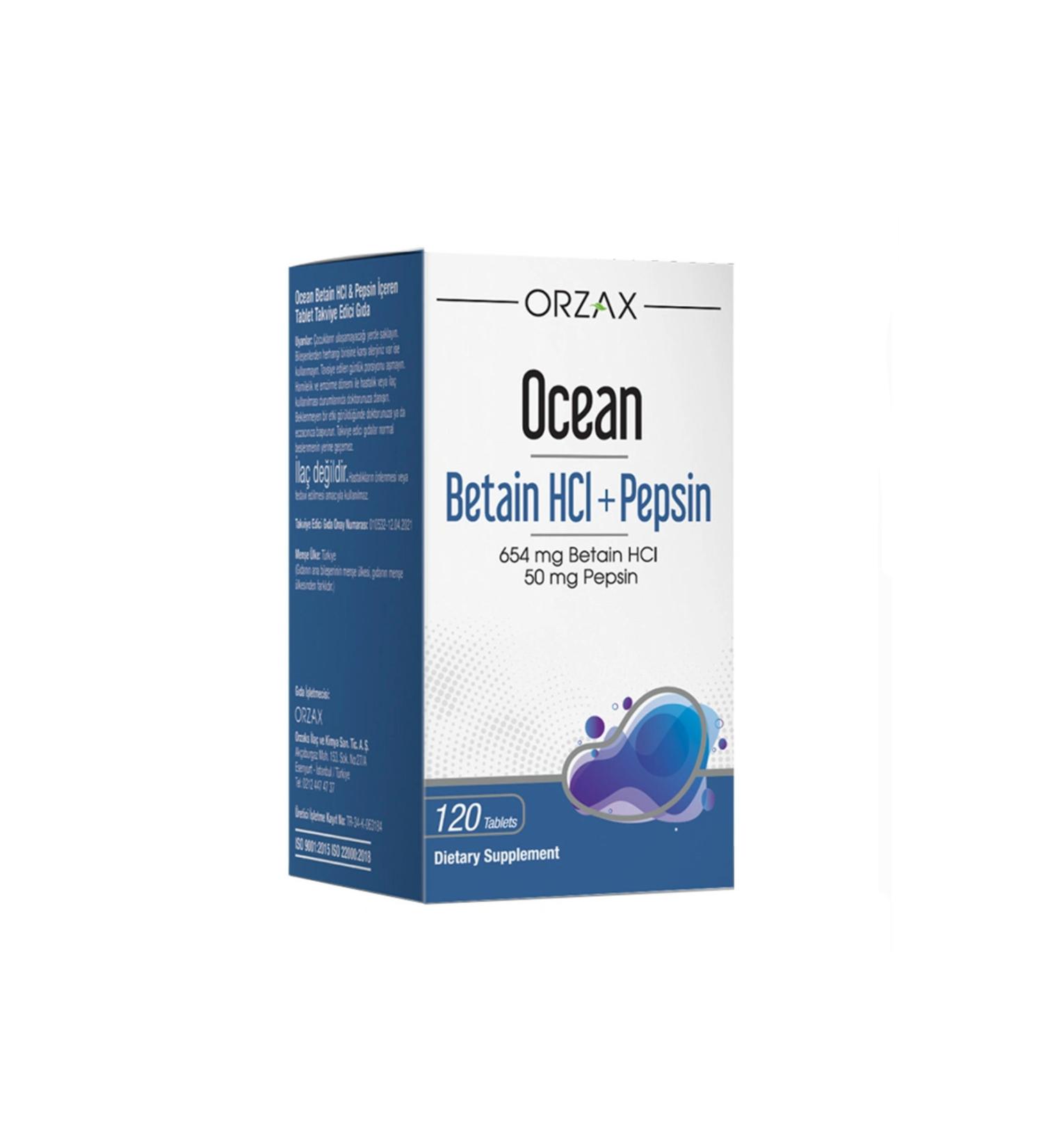 Ocean Betaine HCI + Pepsin Food Supplement 120 Tablets