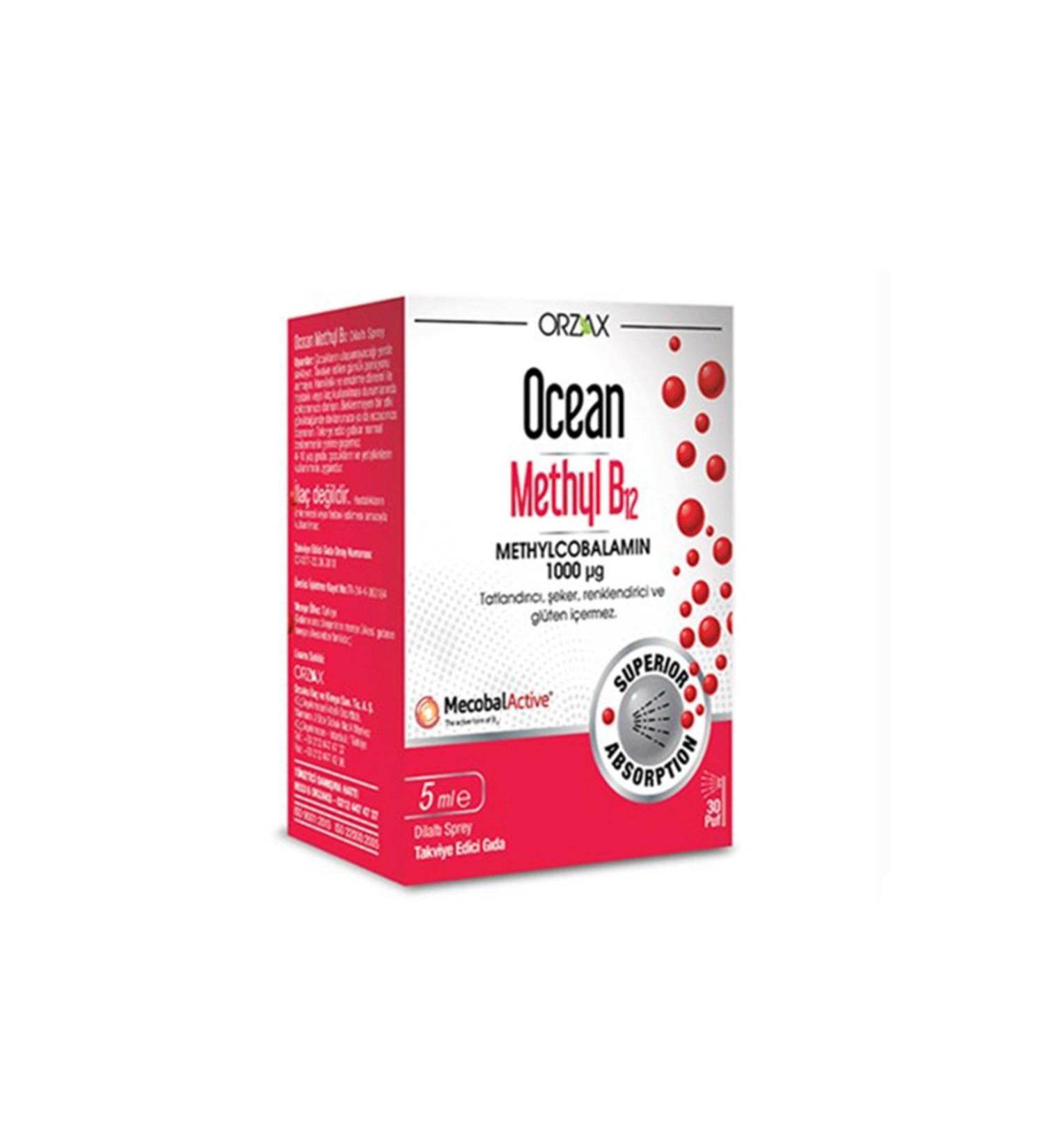 Ocean 1000 mg Methyl Cobalamin B12 Spray 5 ml