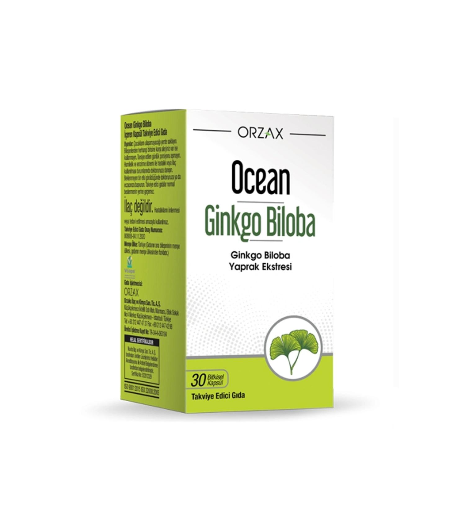 Ocean Ginkgo Biloba Food Supplement 30 Herbal Capsules